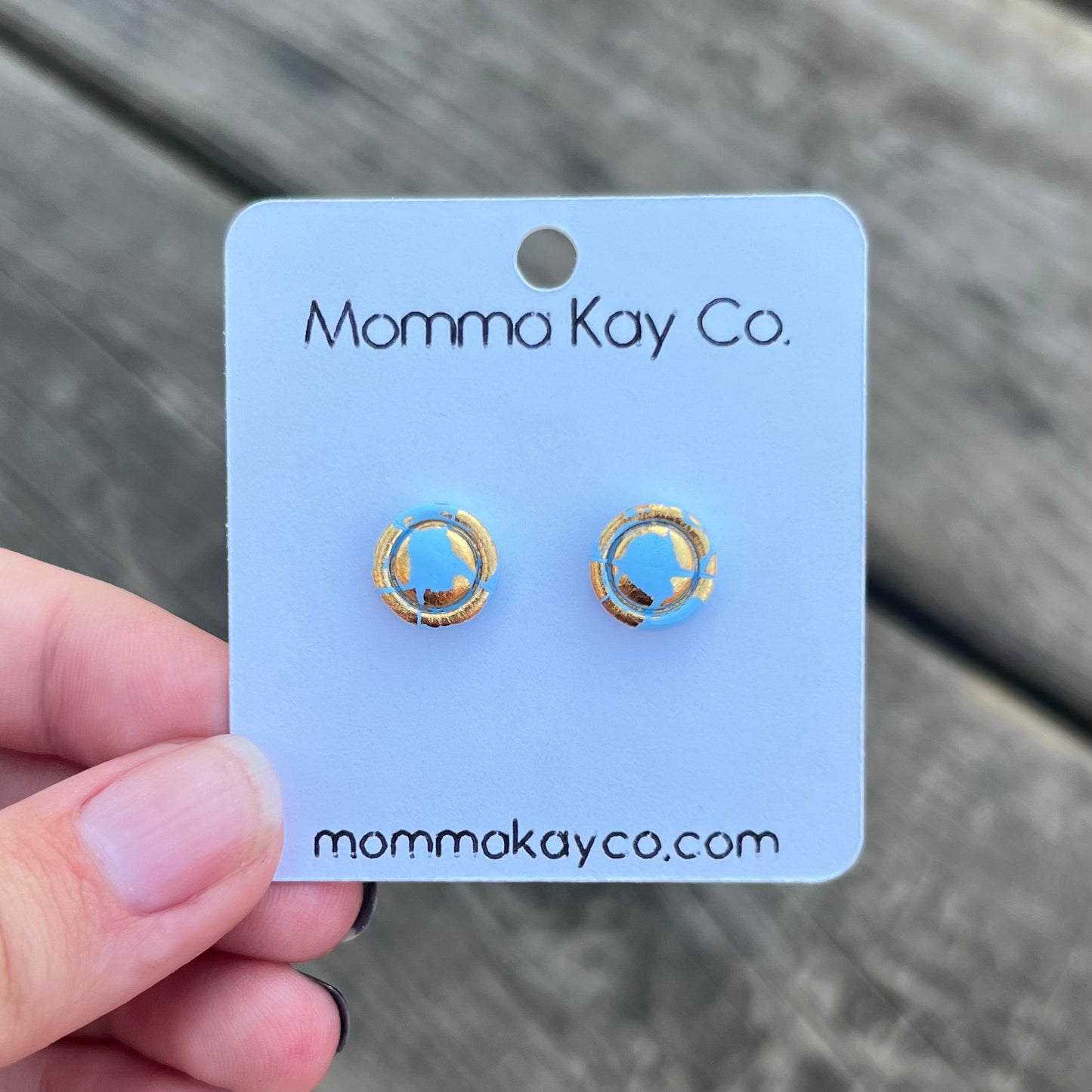 Gold Circle Border Studs Cotton Candy Cloud Collection Polymer Clay Earrings