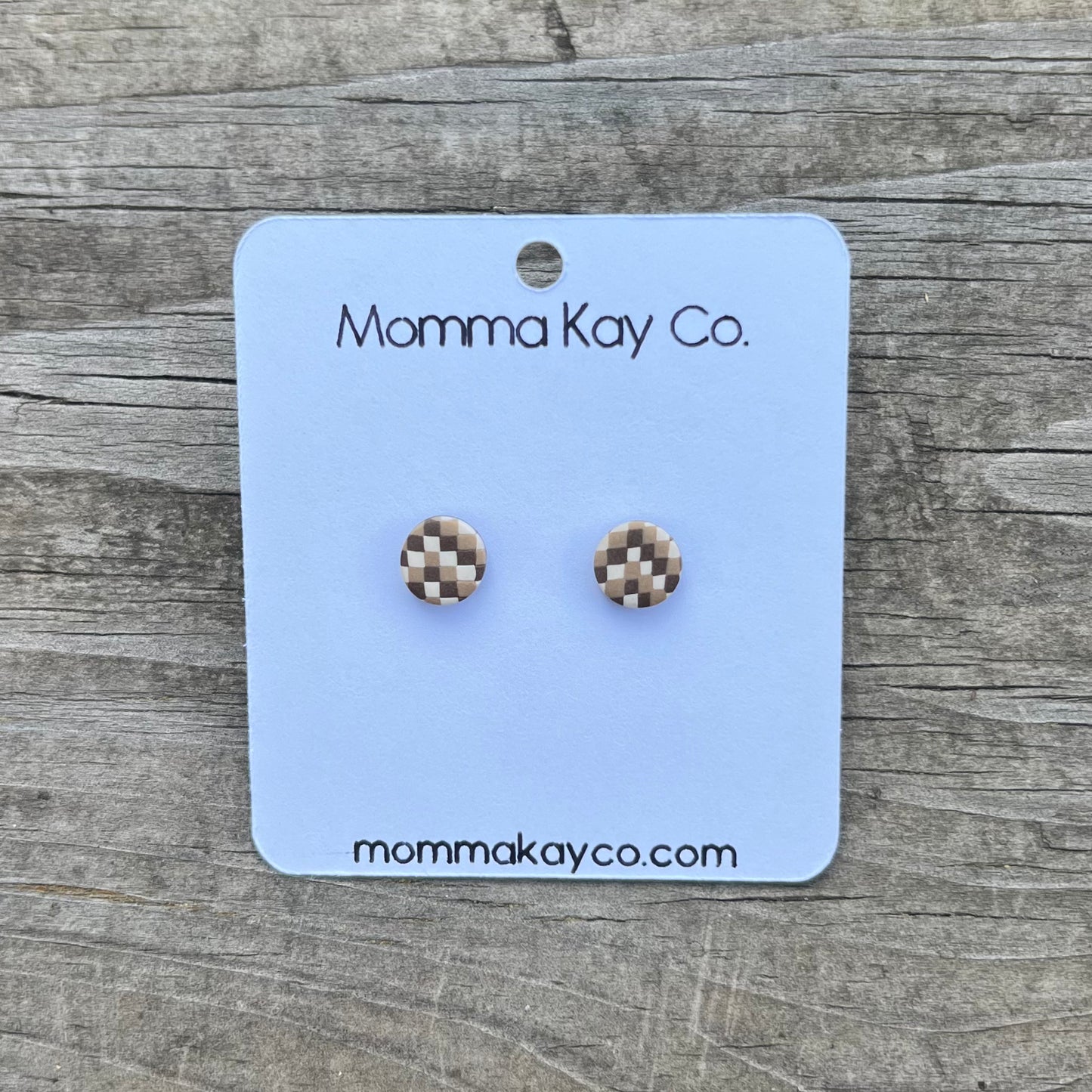 Neutral Fall Chevron Regular Mini Studs Polymer Clay Earrings