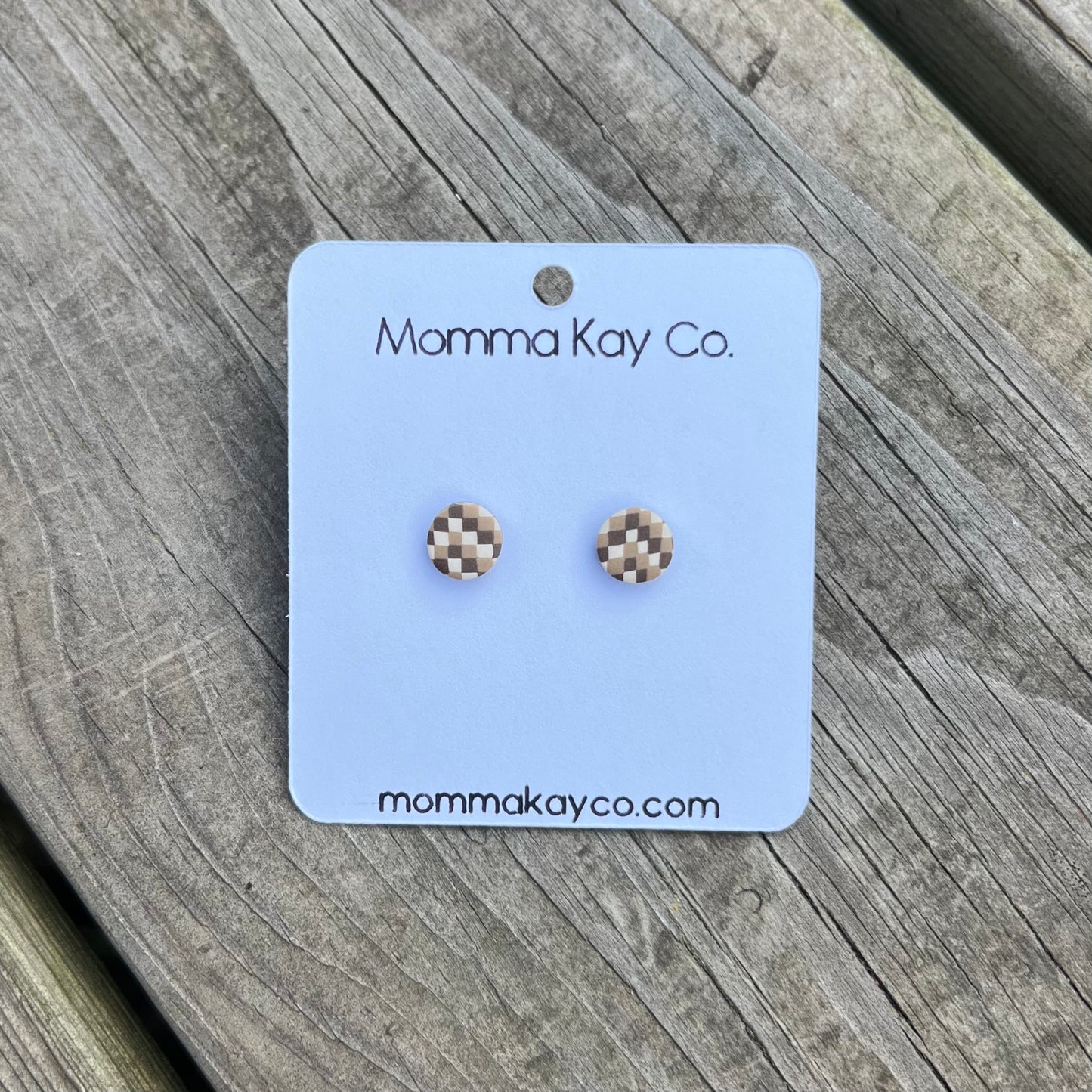 Neutral Fall Chevron Regular Mini Studs Polymer Clay Earrings