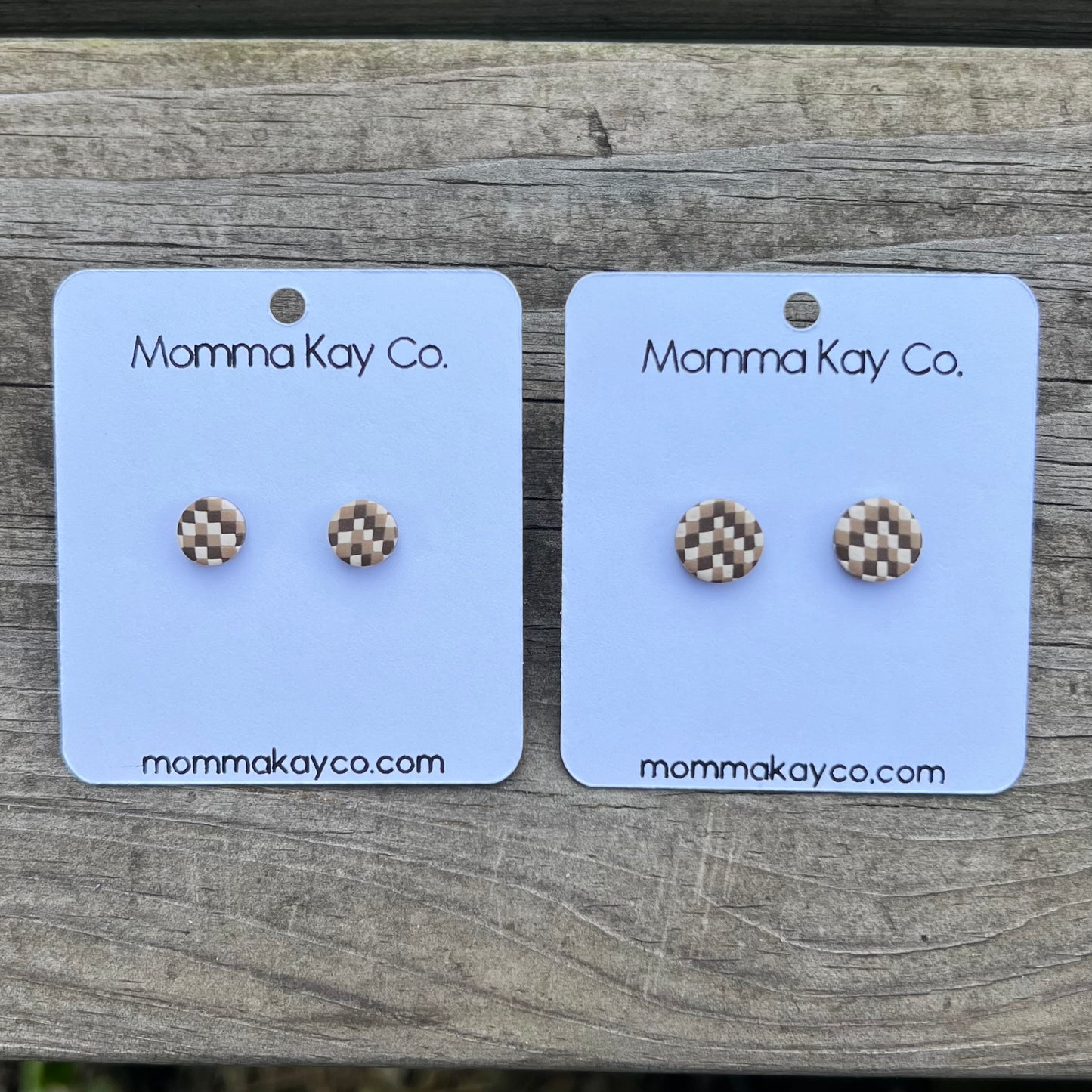 Neutral Fall Chevron Regular Mini Studs Polymer Clay Earrings