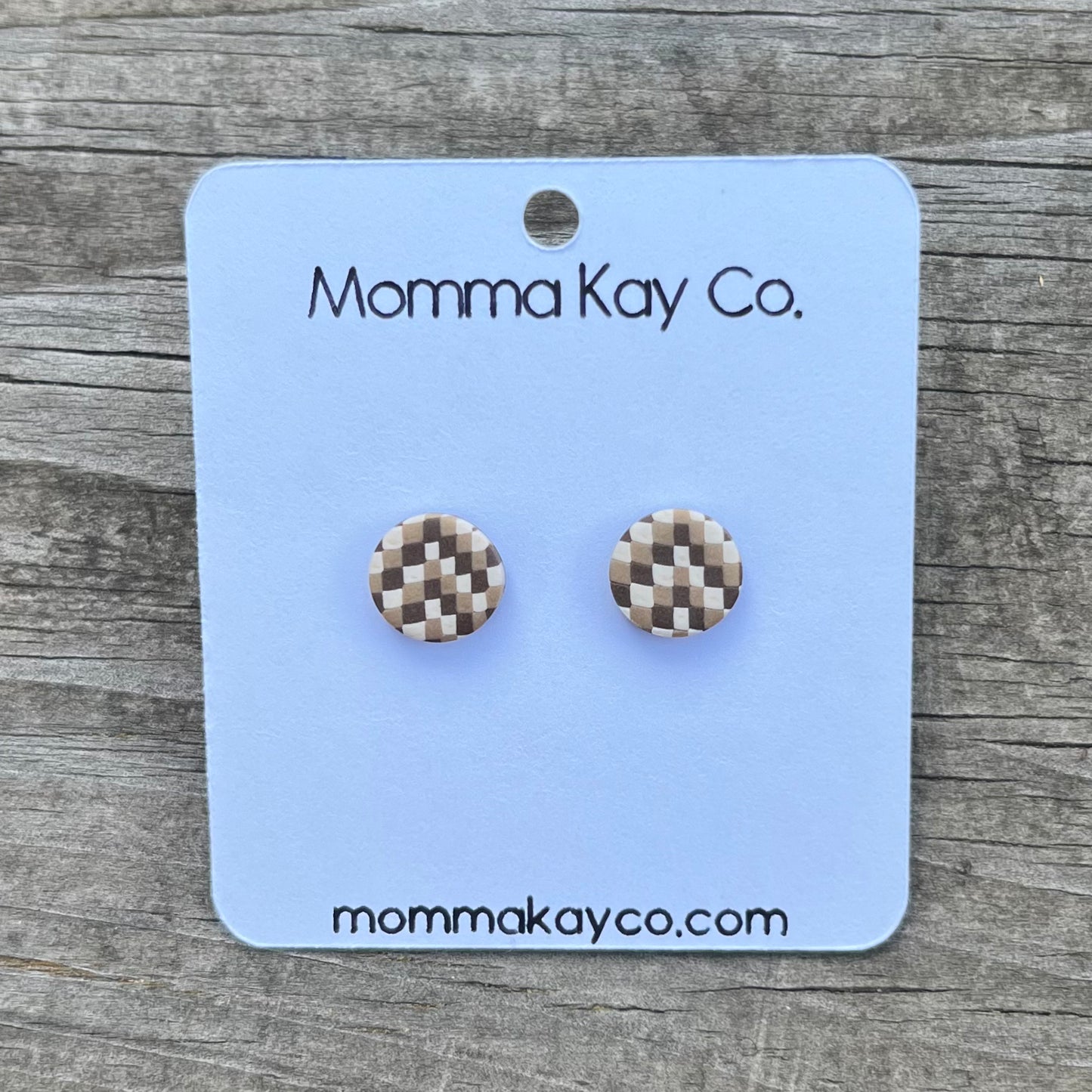 Neutral Fall Chevron Regular Mini Studs Polymer Clay Earrings
