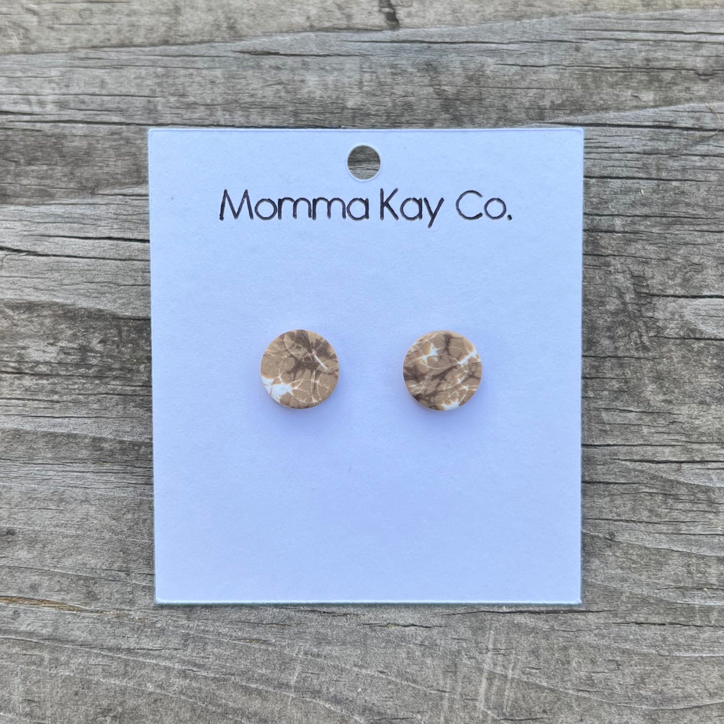 Neutral Fall Mokume Regular Studs Polymer Clay Earrings