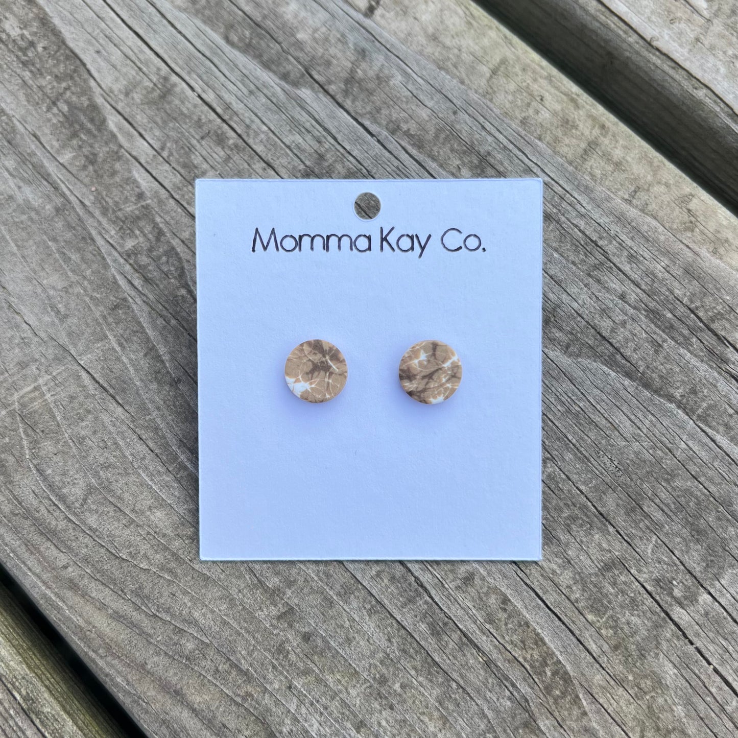 Neutral Fall Mokume Regular Studs Polymer Clay Earrings