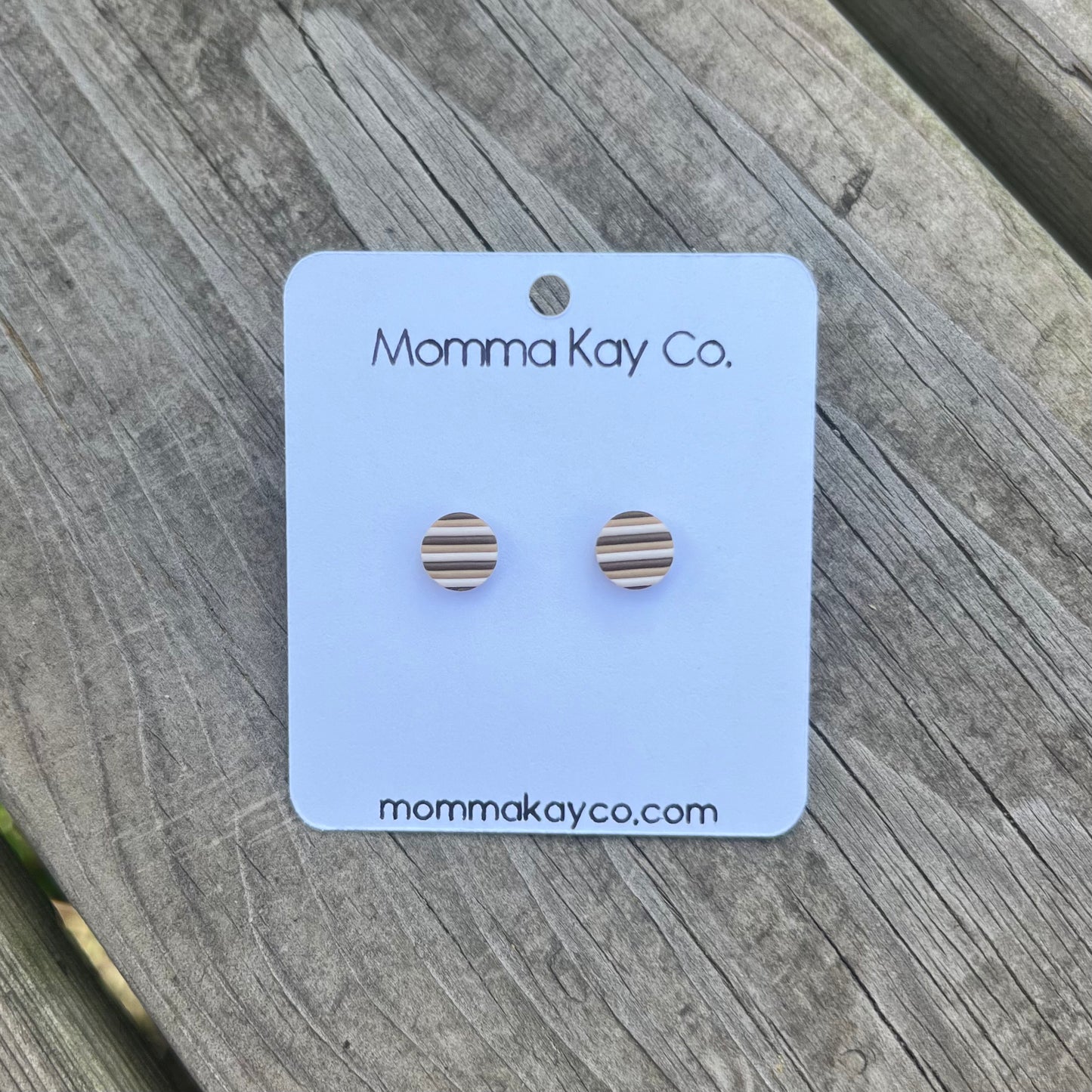 Neutral Fall Stripes Regular Mini Studs Polymer Clay Earrings