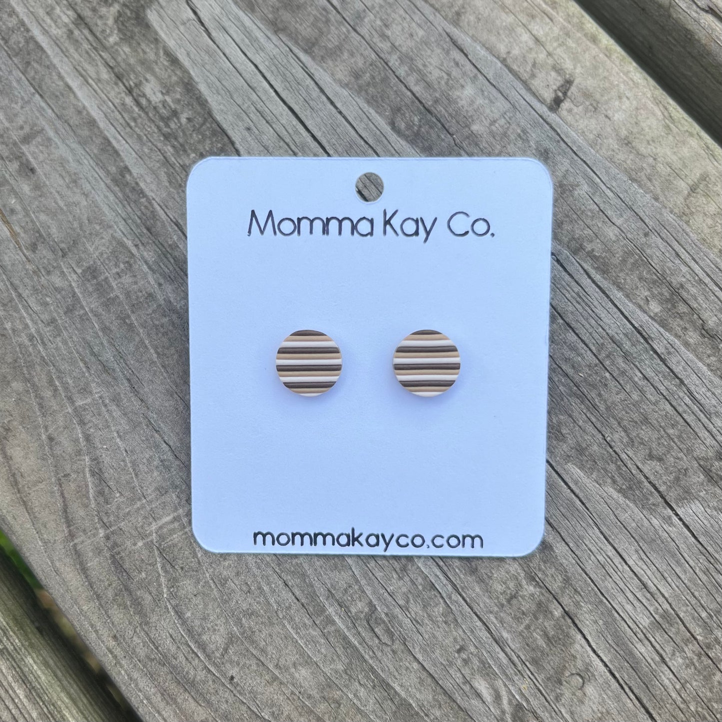 Neutral Fall Stripes Regular Mini Studs Polymer Clay Earrings