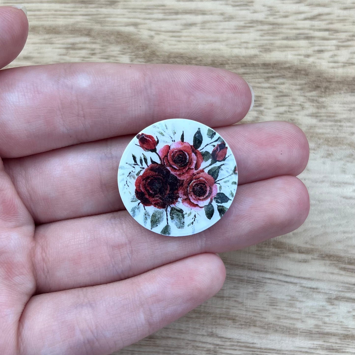 Rose Bouquet Floral Circle Magnet Polymer Clay