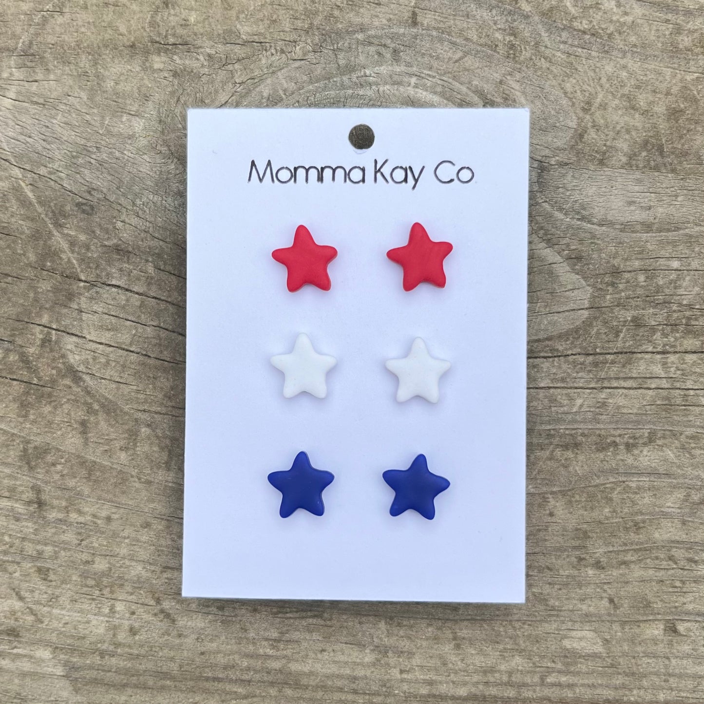 Star Stud Pack Patriotic Red White Blue Polymer Clay Earrings
