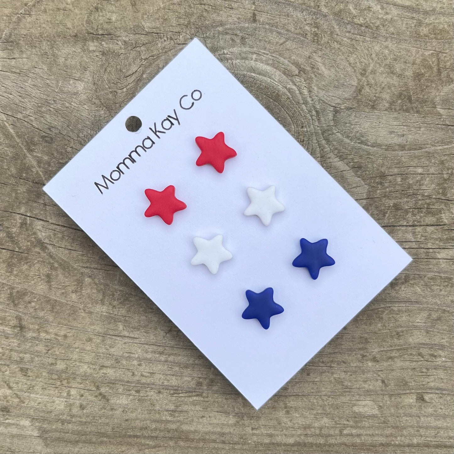 Star Stud Pack Patriotic Red White Blue Polymer Clay Earrings