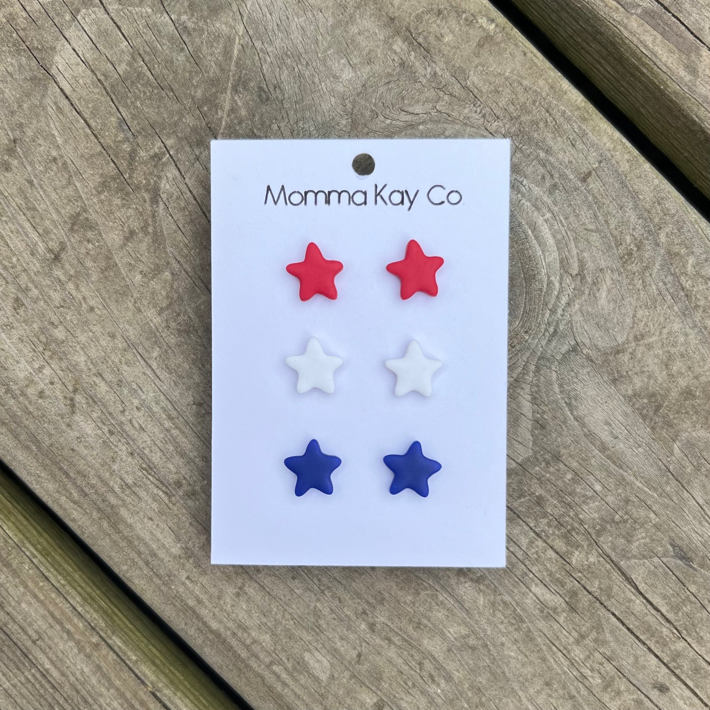 Star Stud Pack Patriotic Red White Blue Polymer Clay Earrings