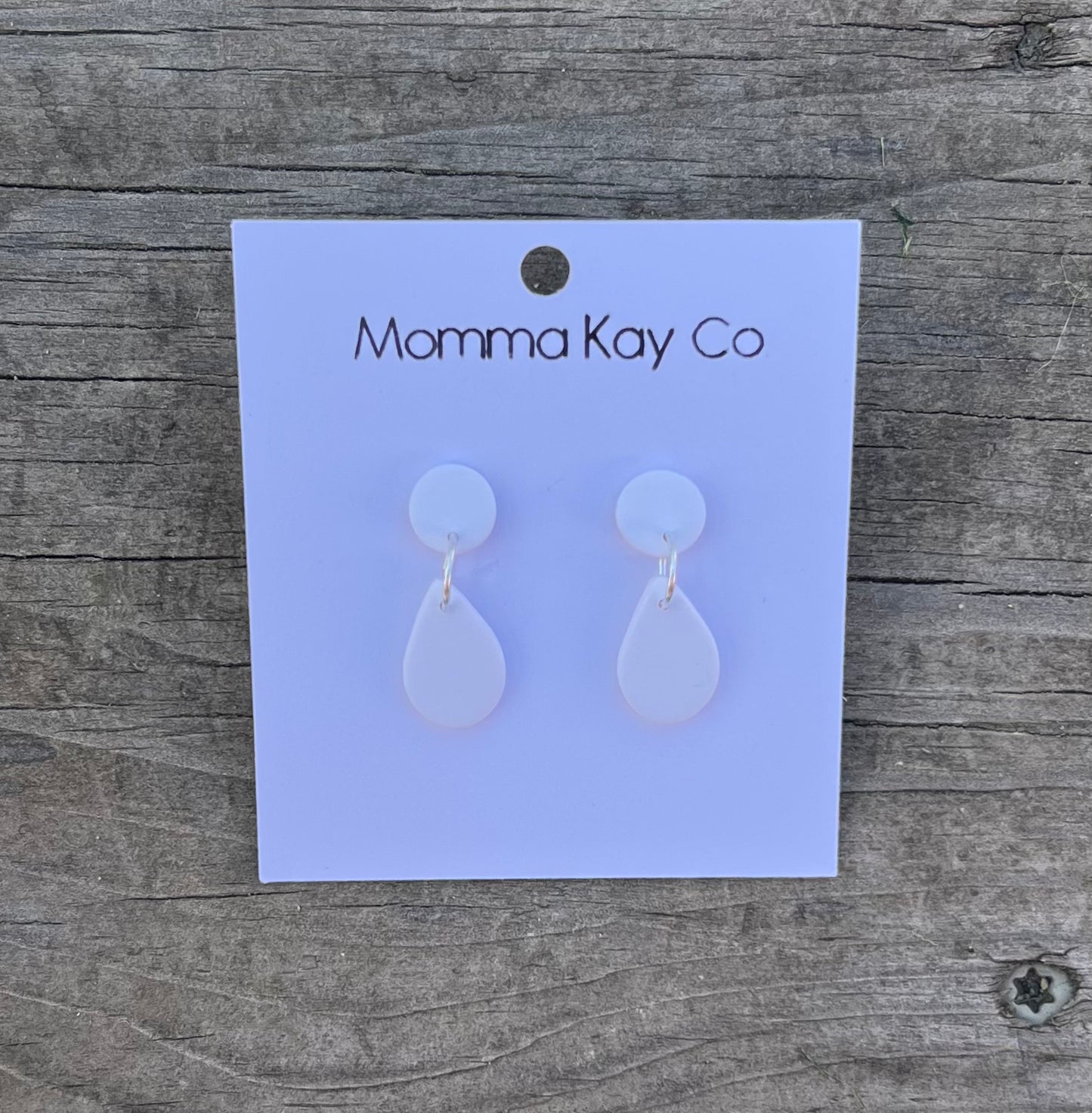 Teardrop Dangle White Polymer Clay Earrings