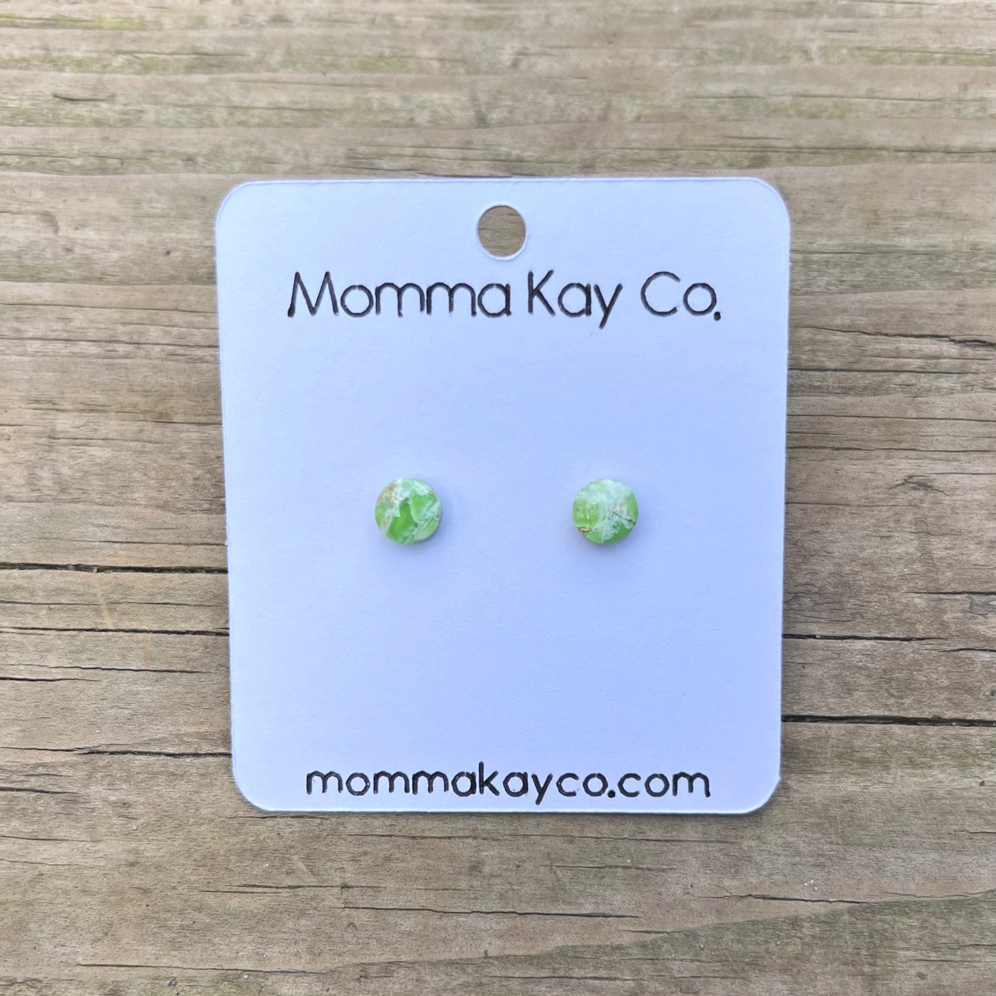 Green Mica Marble Micro Studs Polymer Clay Earrings