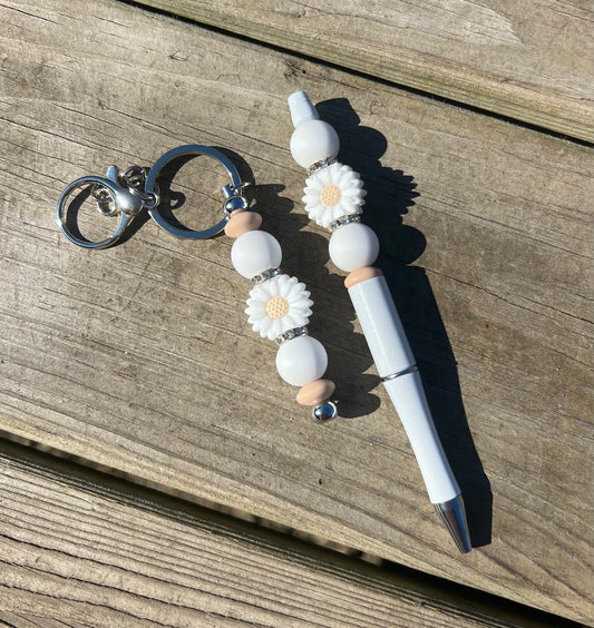 White Flower Pen Keychain Bundle