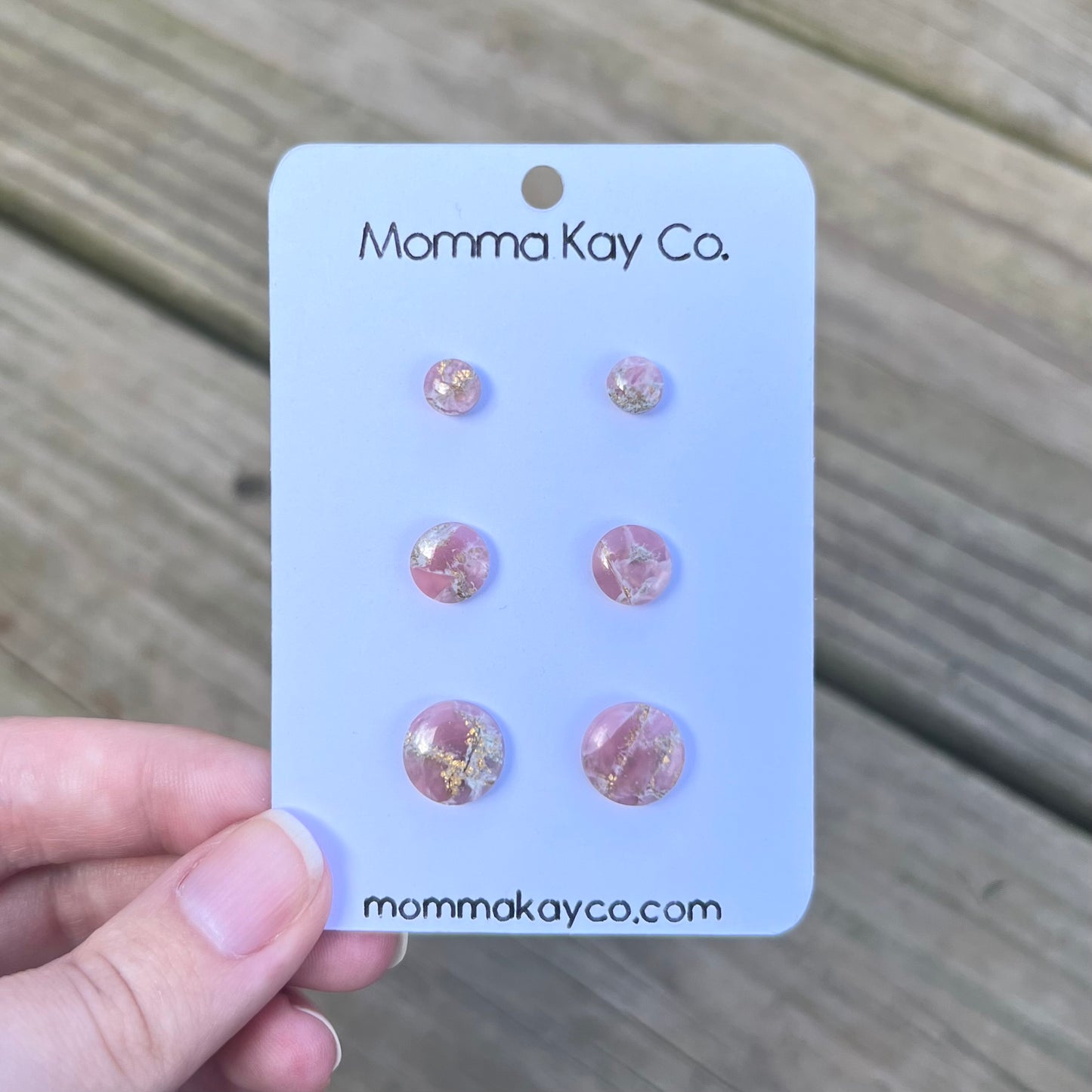 Pink Mica Marble Stud Pack Regular Mini Micro Studs Polymer Clay Earrings