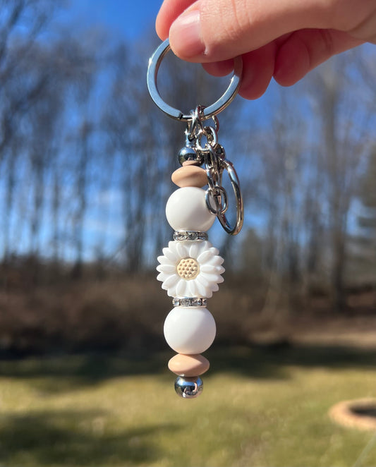 White Flower Keychain