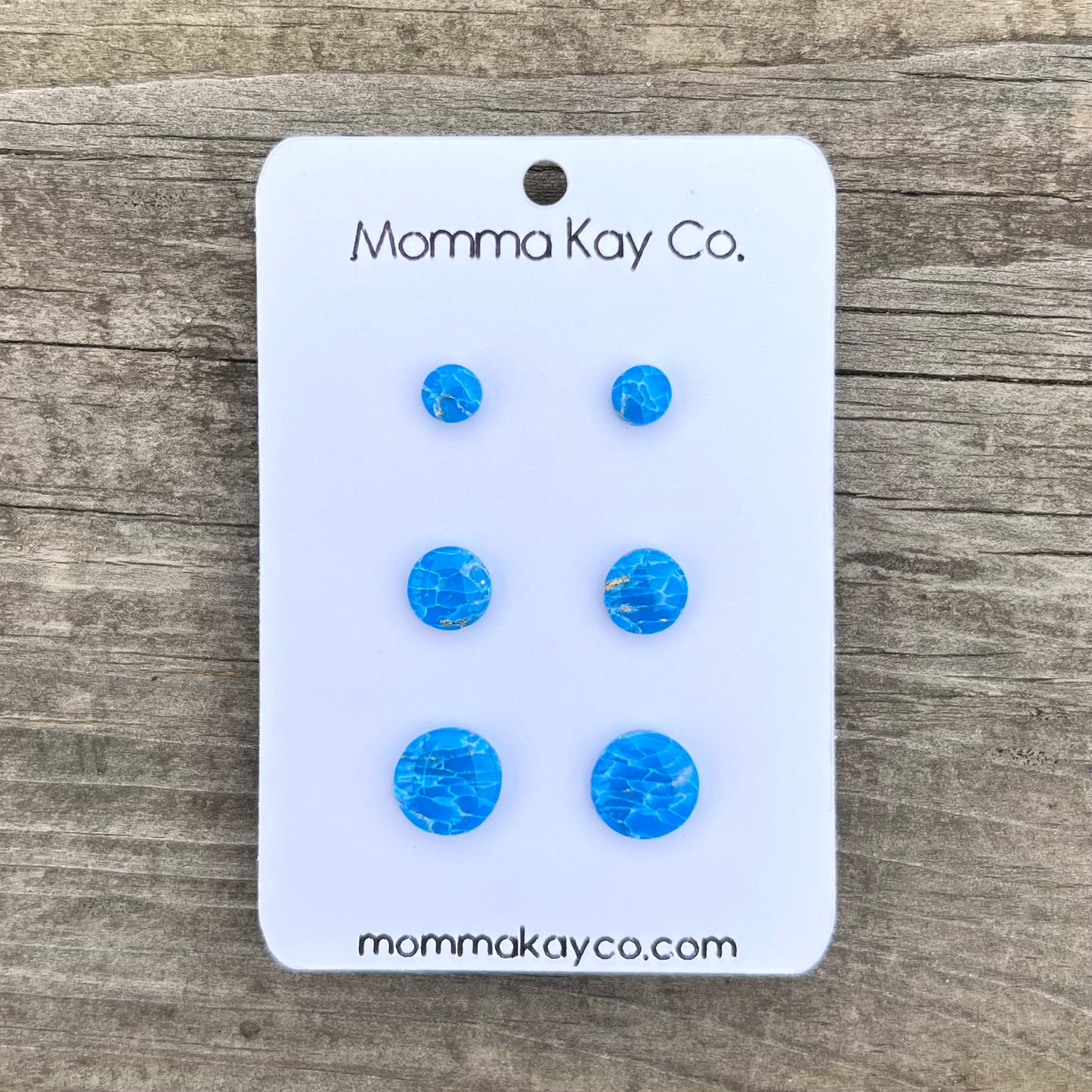 Blue Mica Marble Stud Pack Single Studs Regular Mini Micro Polymer Clay Earrings