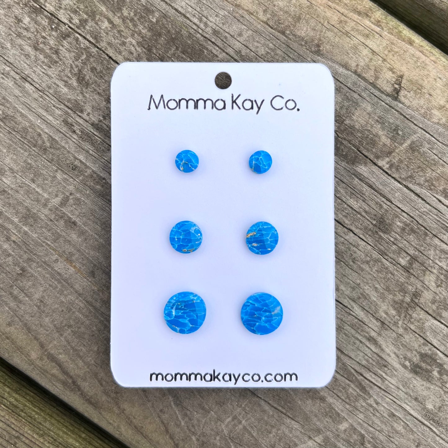 Blue Mica Marble Stud Pack Single Studs Regular Mini Micro Polymer Clay Earrings