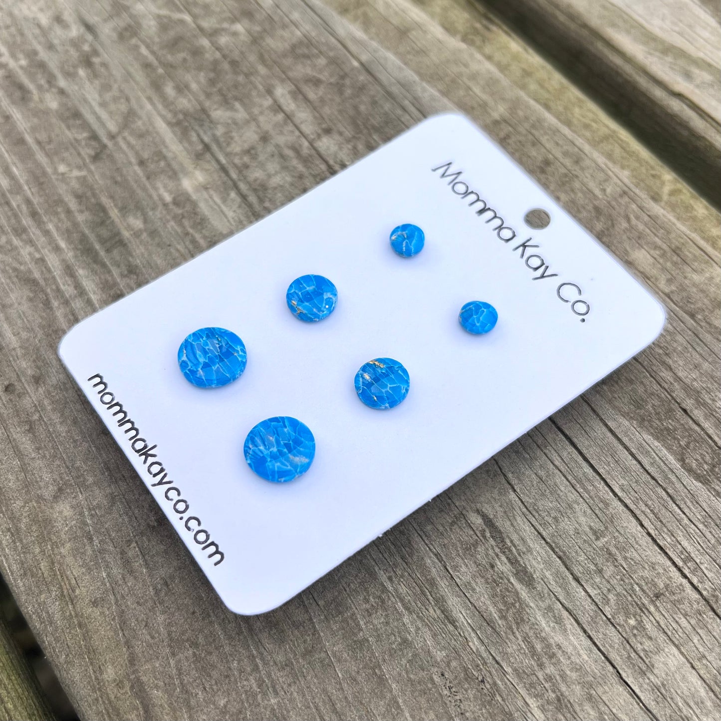 Blue Mica Marble Stud Pack Single Studs Regular Mini Micro Polymer Clay Earrings