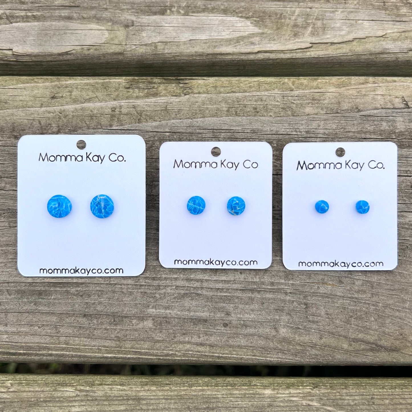 Blue Mica Marble Stud Pack Single Studs Regular Mini Micro Polymer Clay Earrings