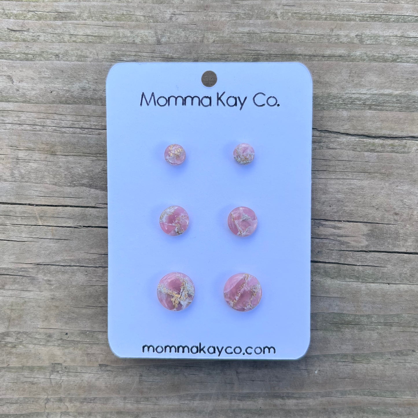 Pink Mica Marble Stud Pack Regular Mini Micro Studs Polymer Clay Earrings