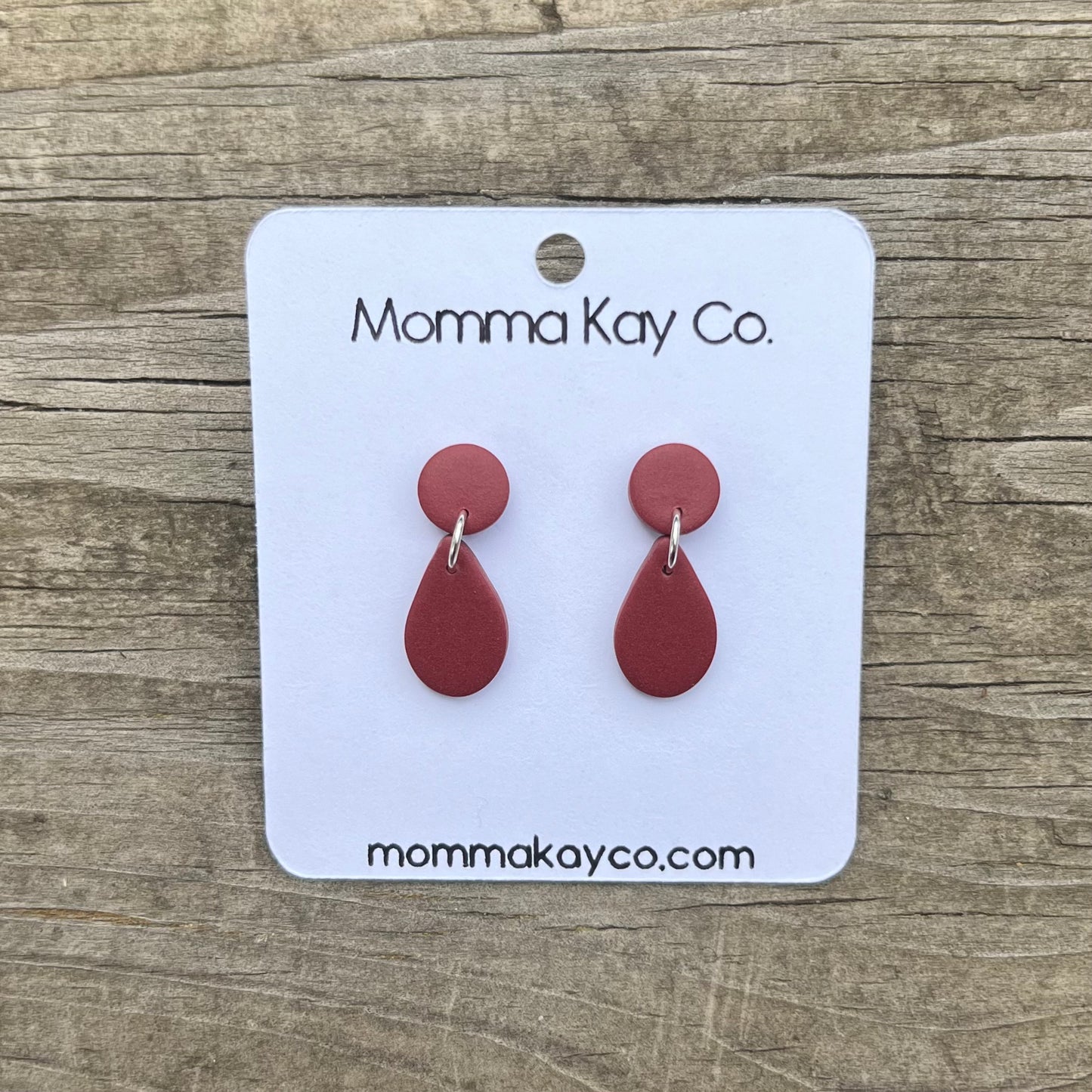 Apple Red Teardrop Dangle Polymer Clay Earrings