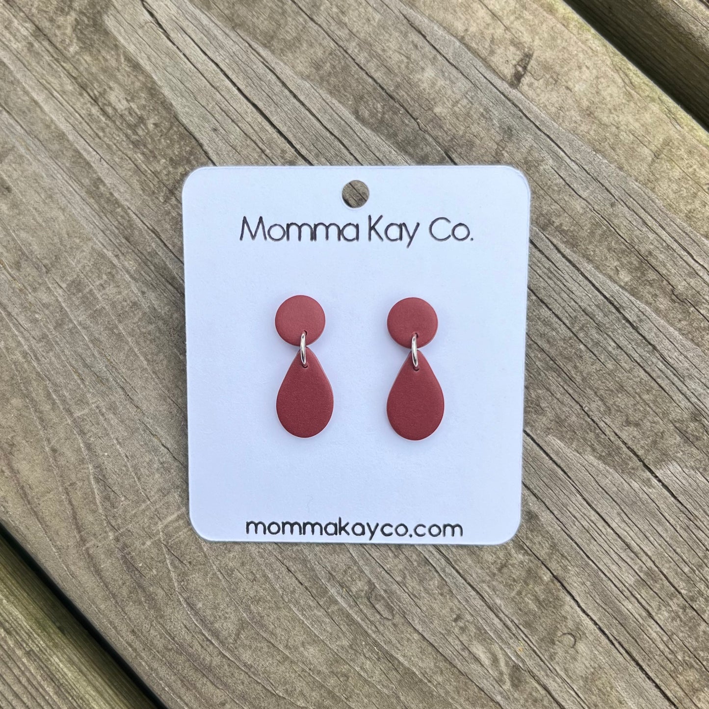 Apple Red Teardrop Dangle Polymer Clay Earrings