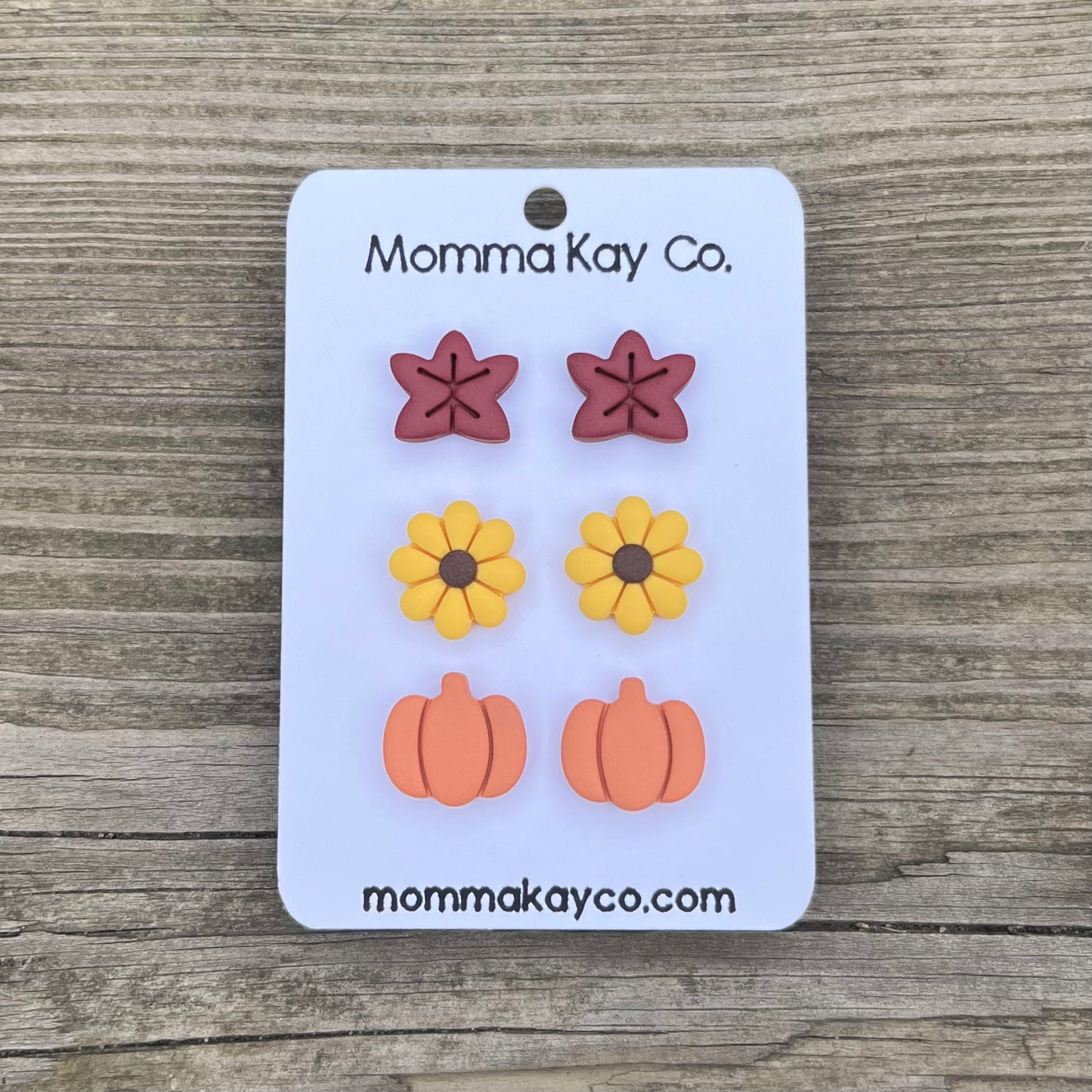 Autumn Stud Pack Fall Leaves Sunflowers Pumpkins Polymer Clay Earrings