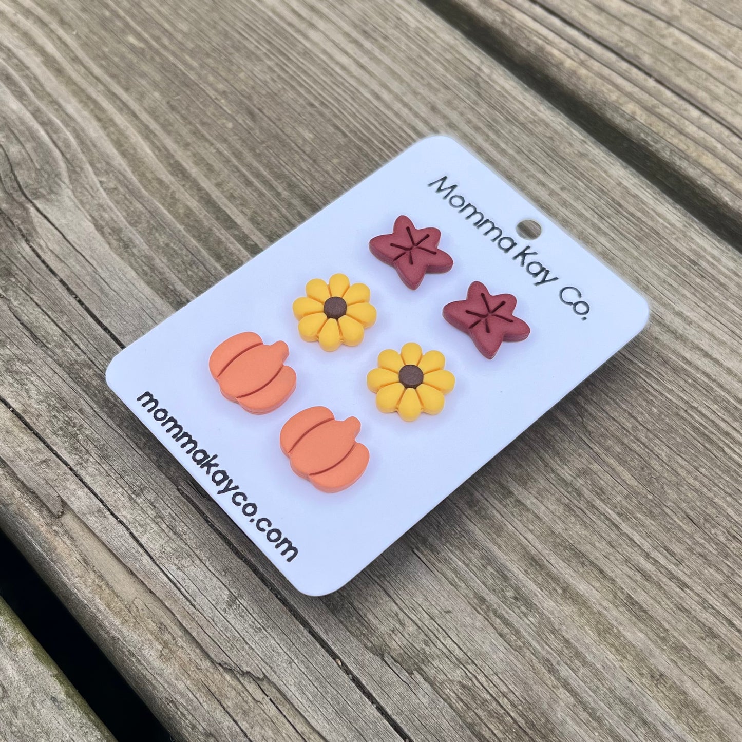 Autumn Stud Pack Fall Leaves Sunflowers Pumpkins Polymer Clay Earrings