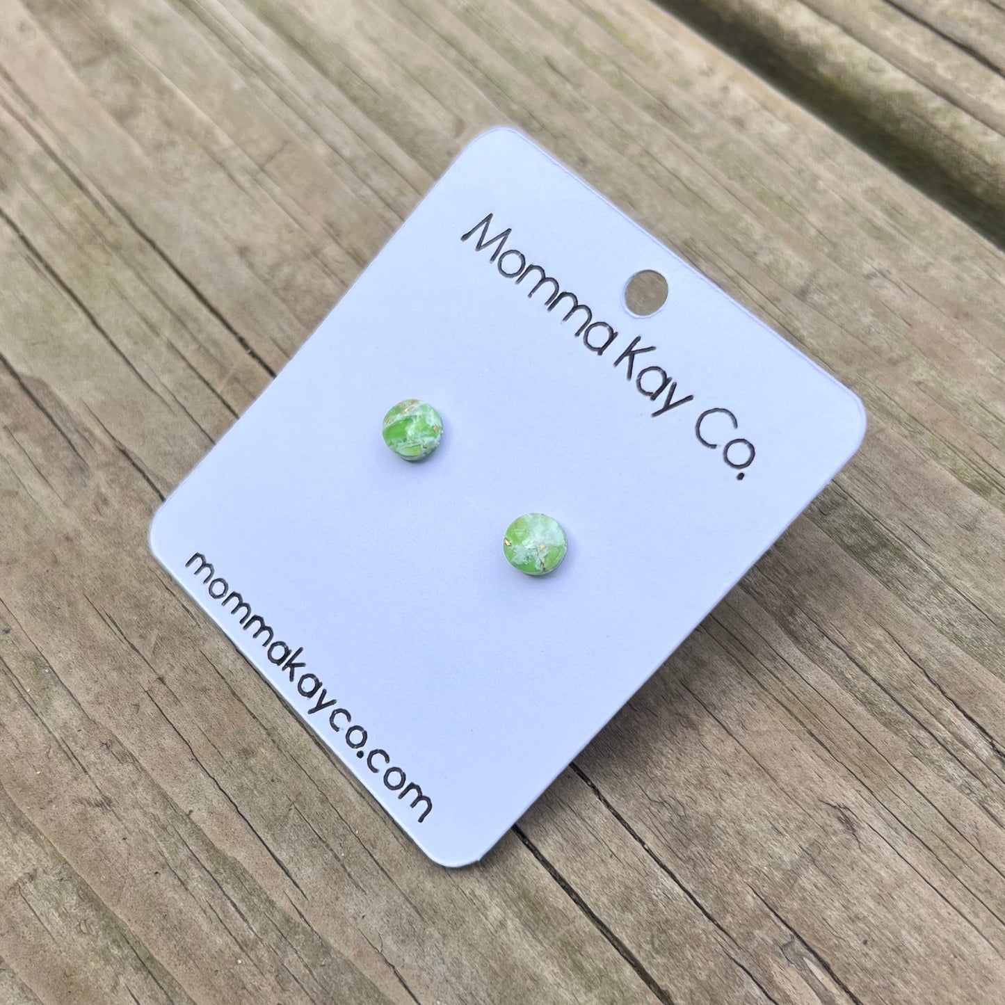 Green Mica Marble Micro Studs Polymer Clay Earrings