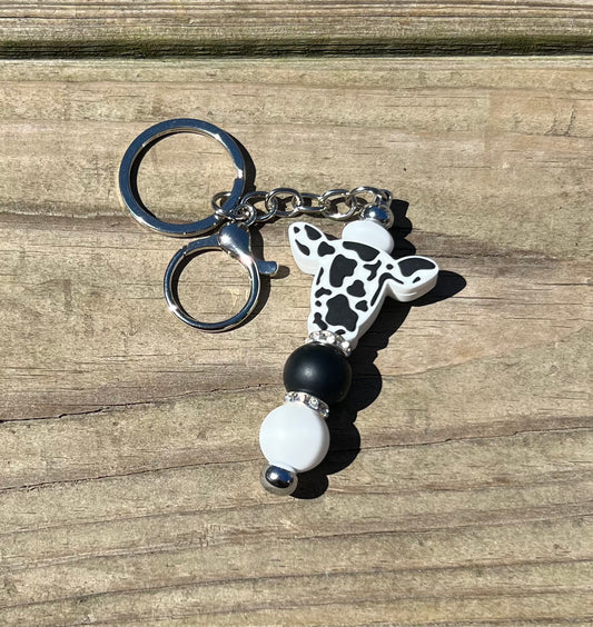 Black and White Cow Keychain