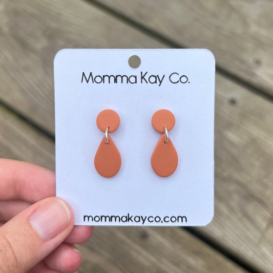 Carrot Orange Teardrop Dangle Polymer Clay Earrings