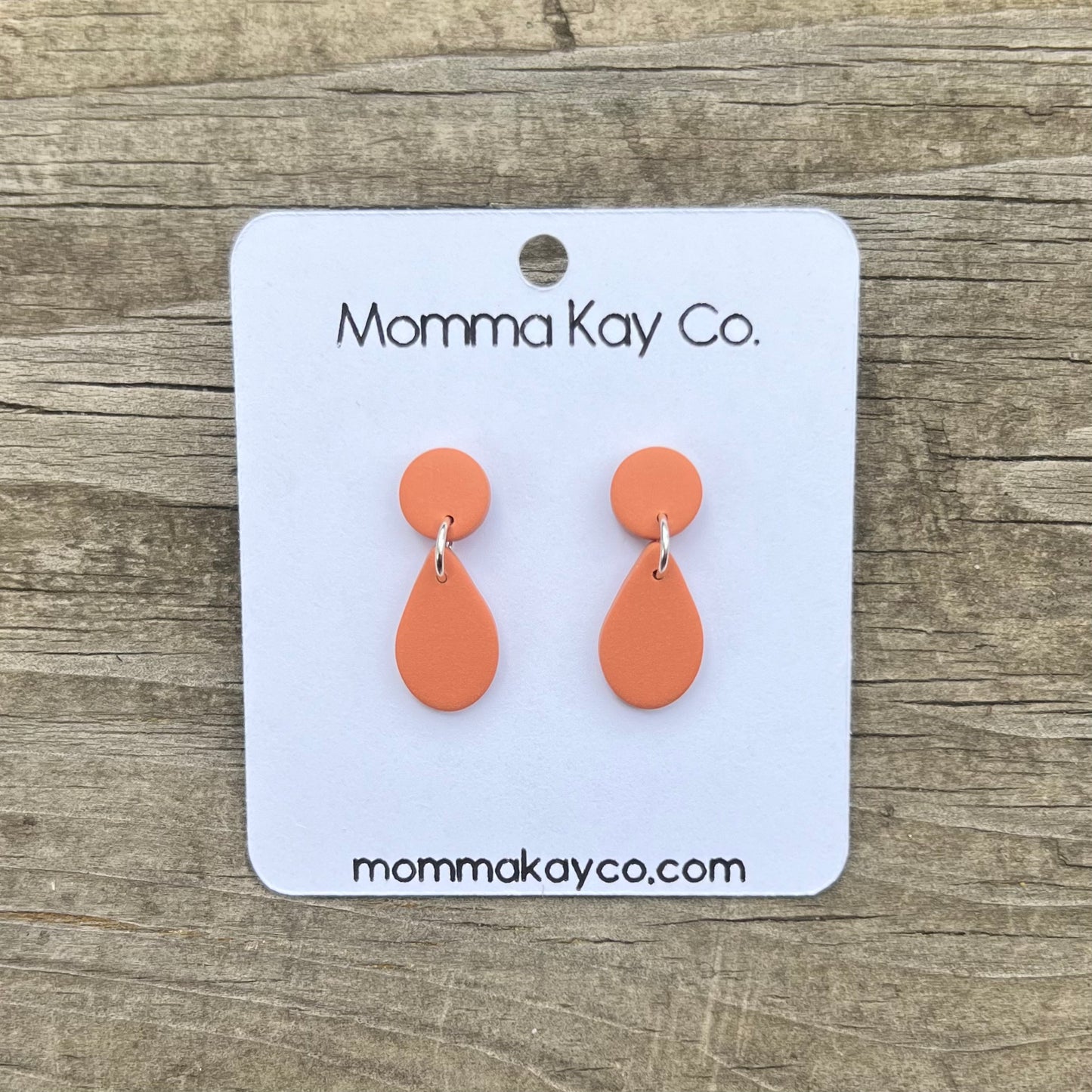 Carrot Orange Teardrop Dangle Polymer Clay Earrings