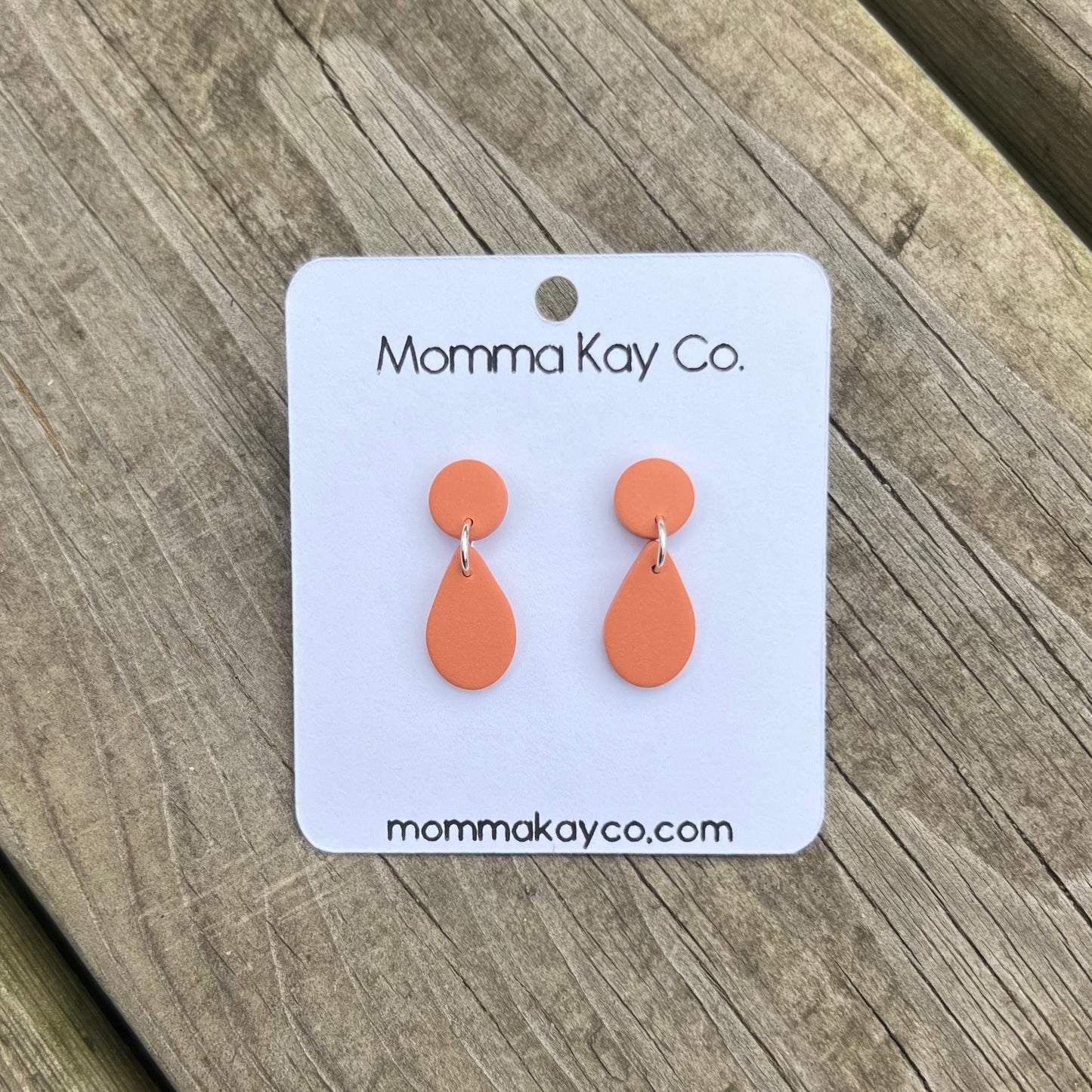 Carrot Orange Teardrop Dangle Polymer Clay Earrings