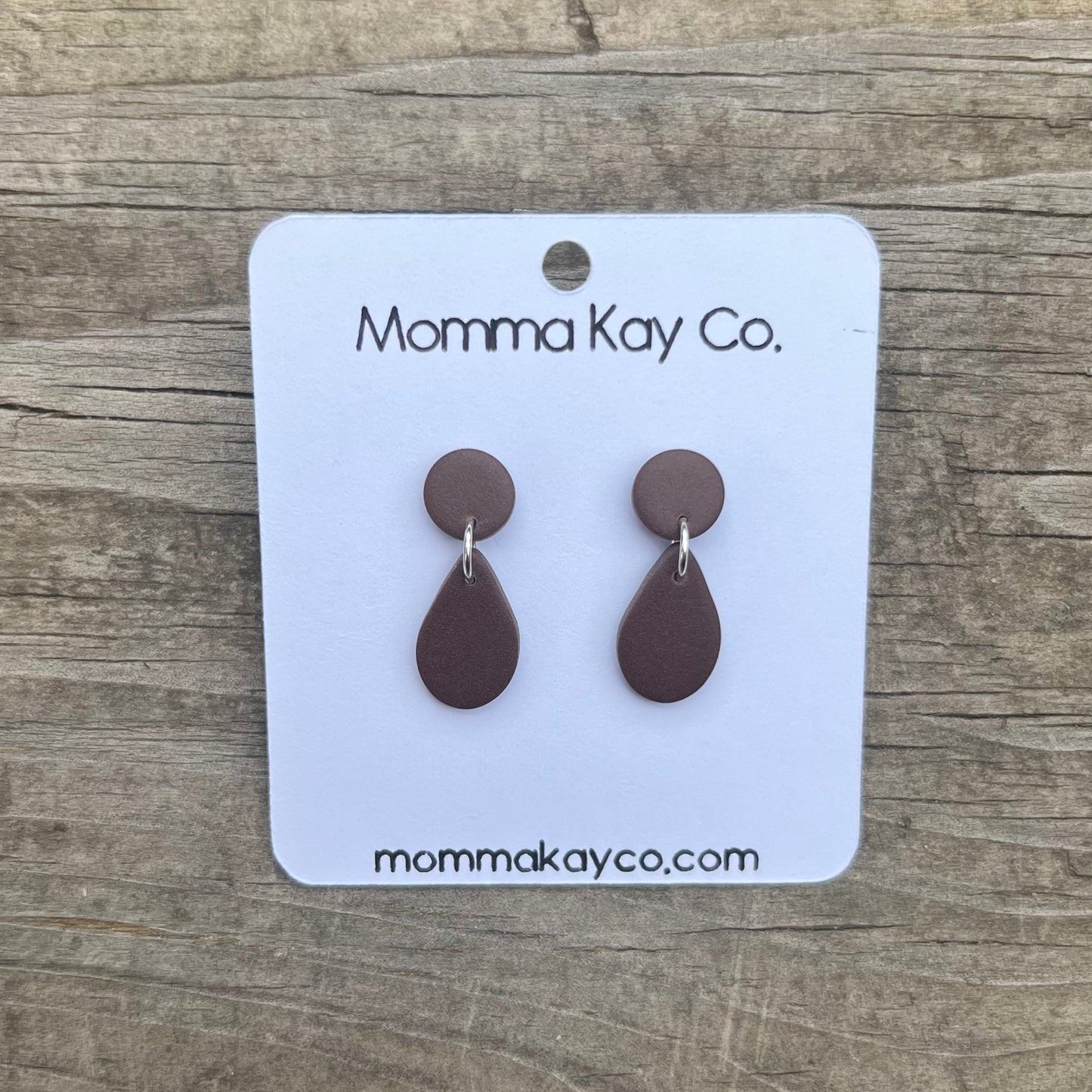 Chocolate Brown Teardrop Dangle Polymer Clay Earrings