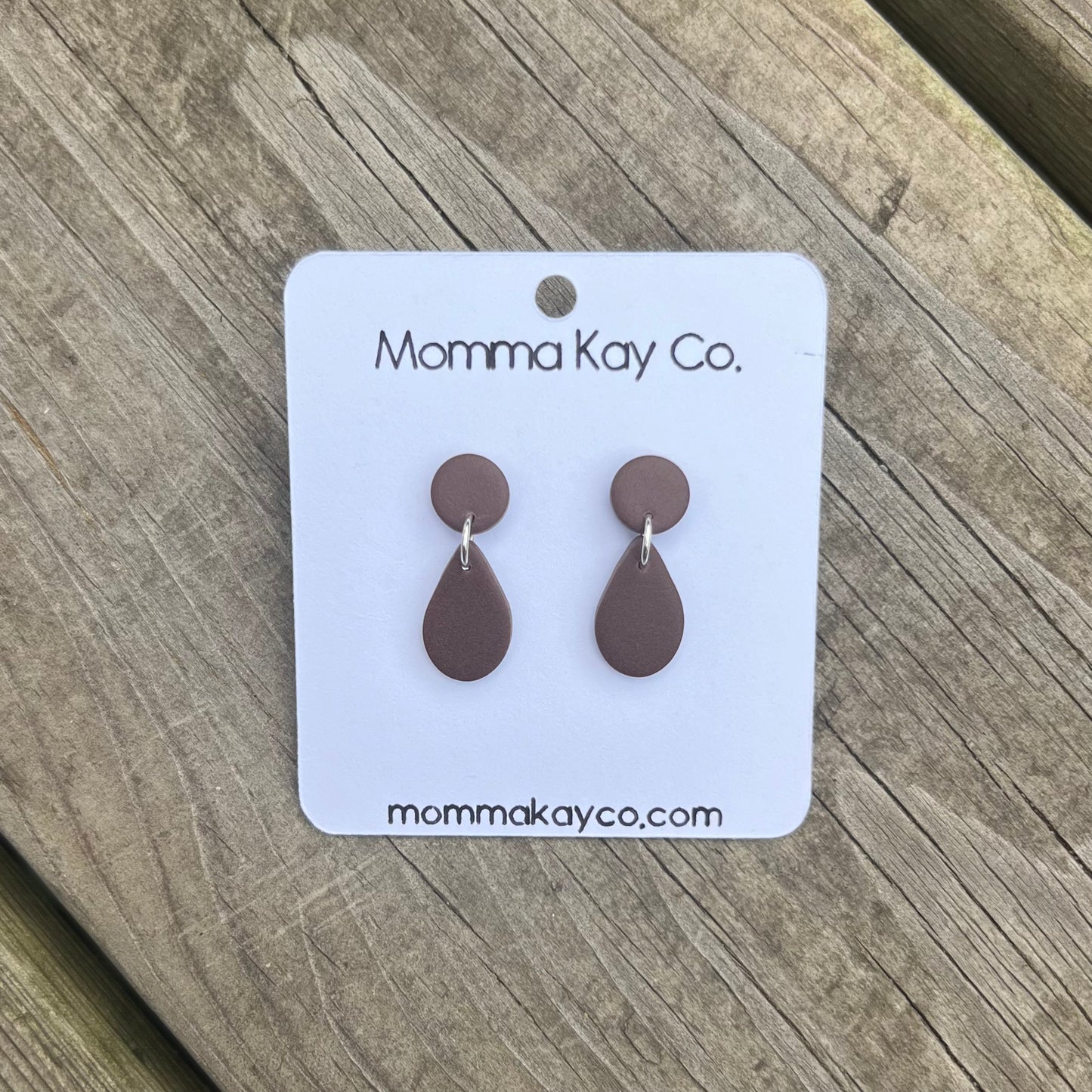 Chocolate Brown Teardrop Dangle Polymer Clay Earrings