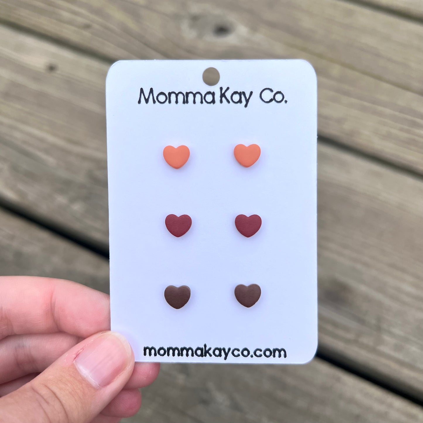 Colorful Fall Micro Heart Stud Pack Polymer Clay Earrings