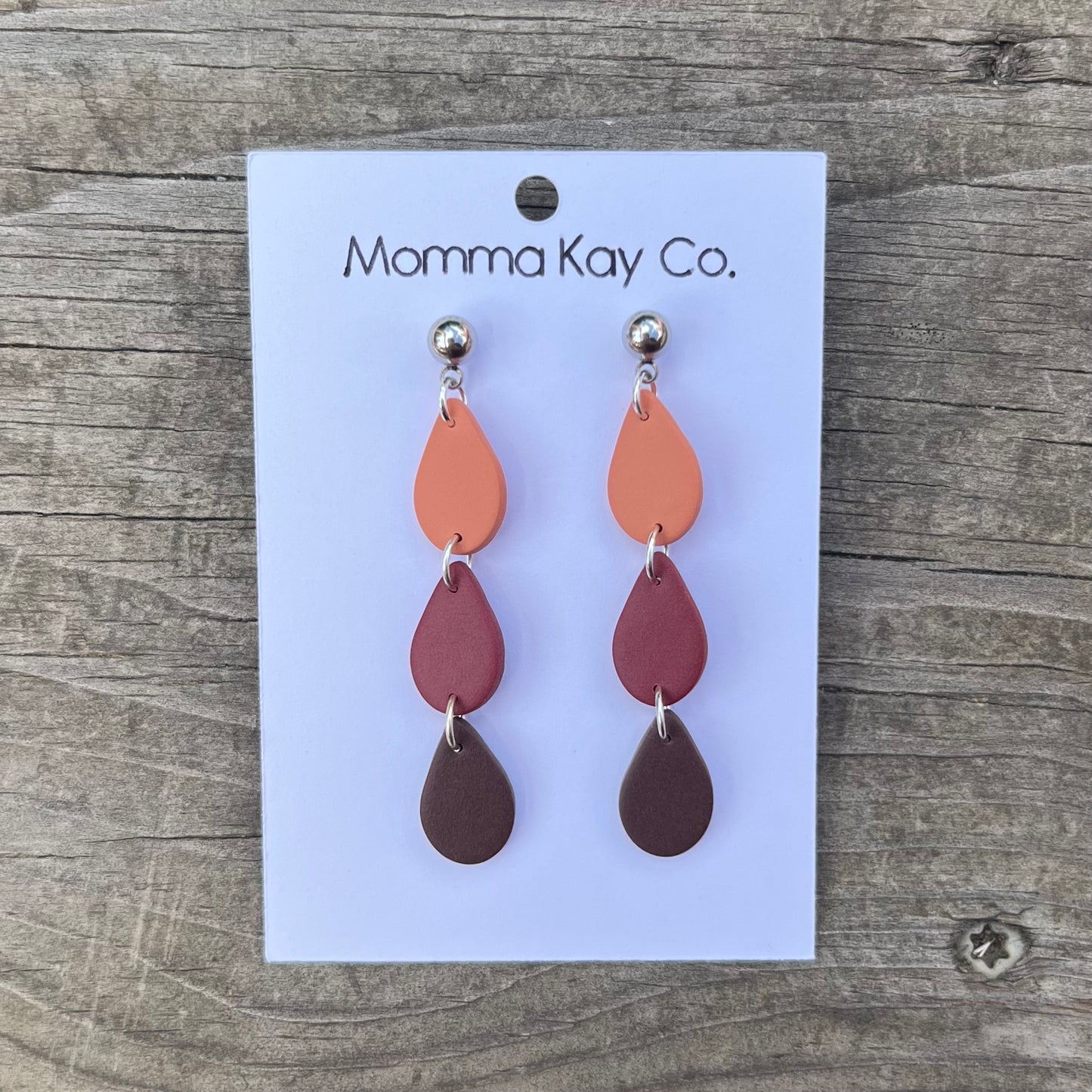 Colorful Fall 3 Teardrop Dangle Polymer Clay Earrings