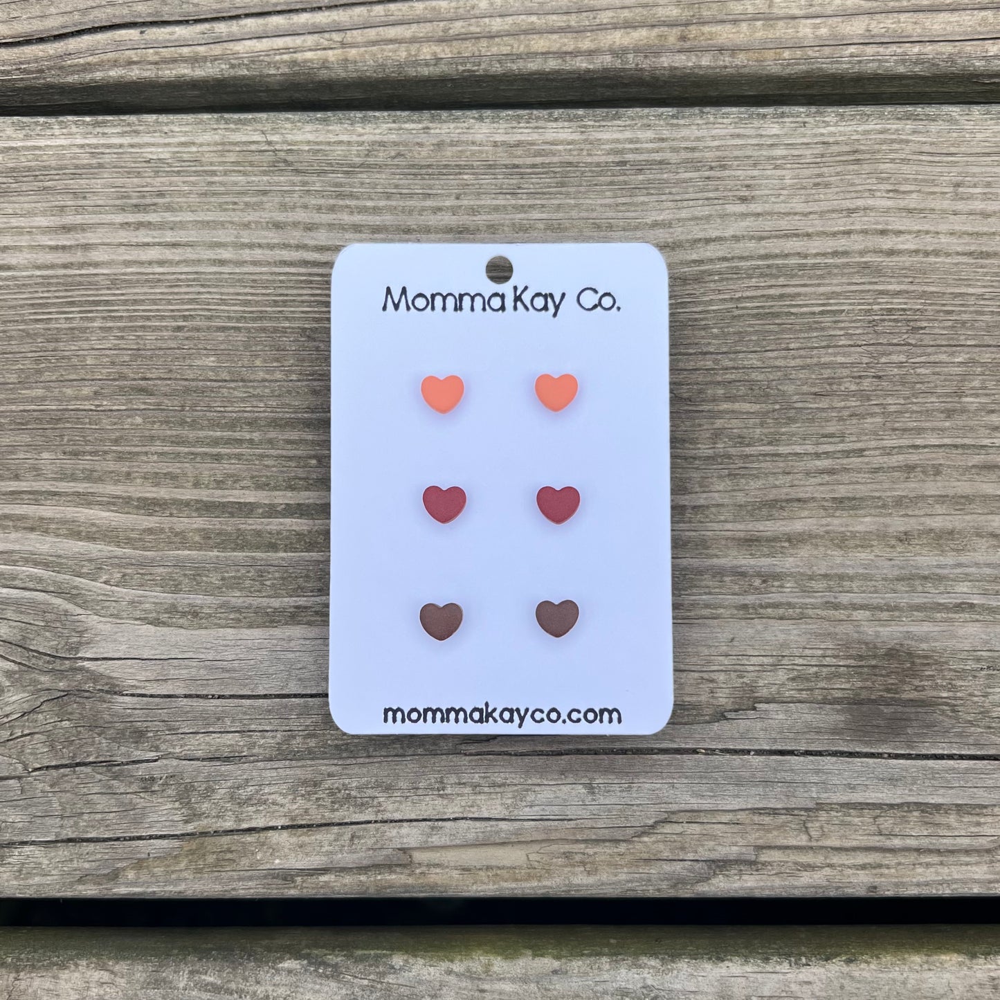 Colorful Fall Micro Heart Stud Pack Polymer Clay Earrings