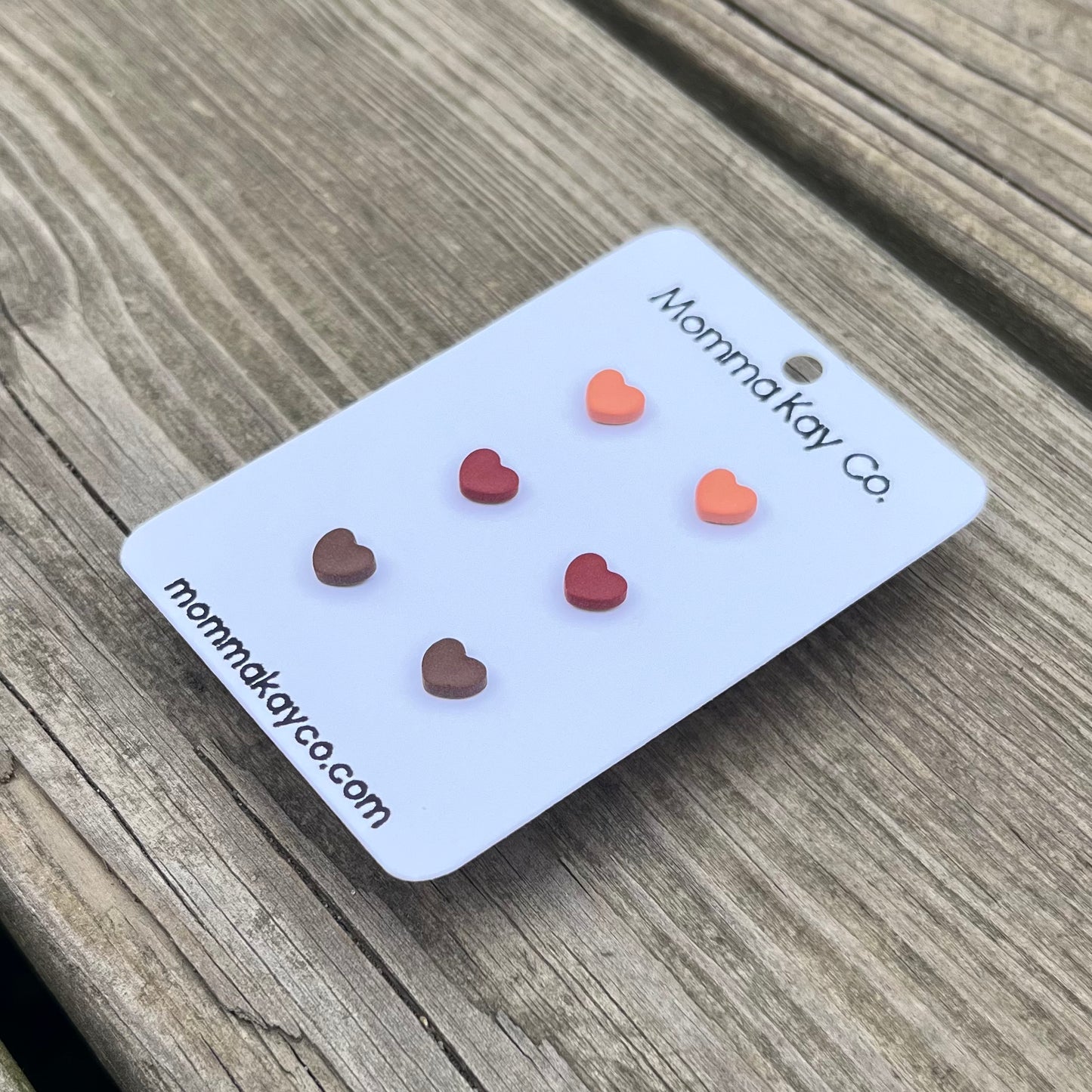 Colorful Fall Micro Heart Stud Pack Polymer Clay Earrings