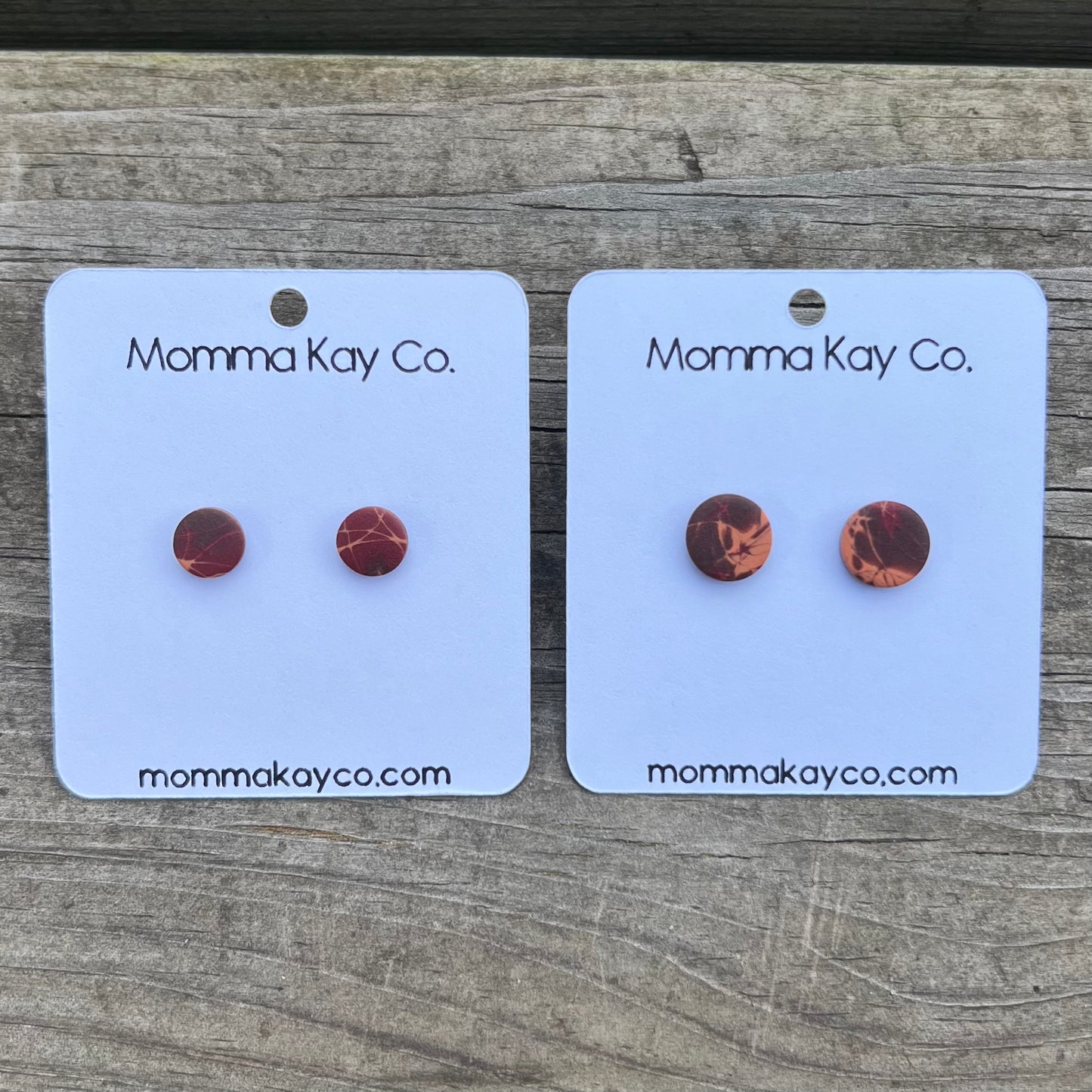 Colorful Fall Mokume Regular Mini Studs Polymer Clay Earrings