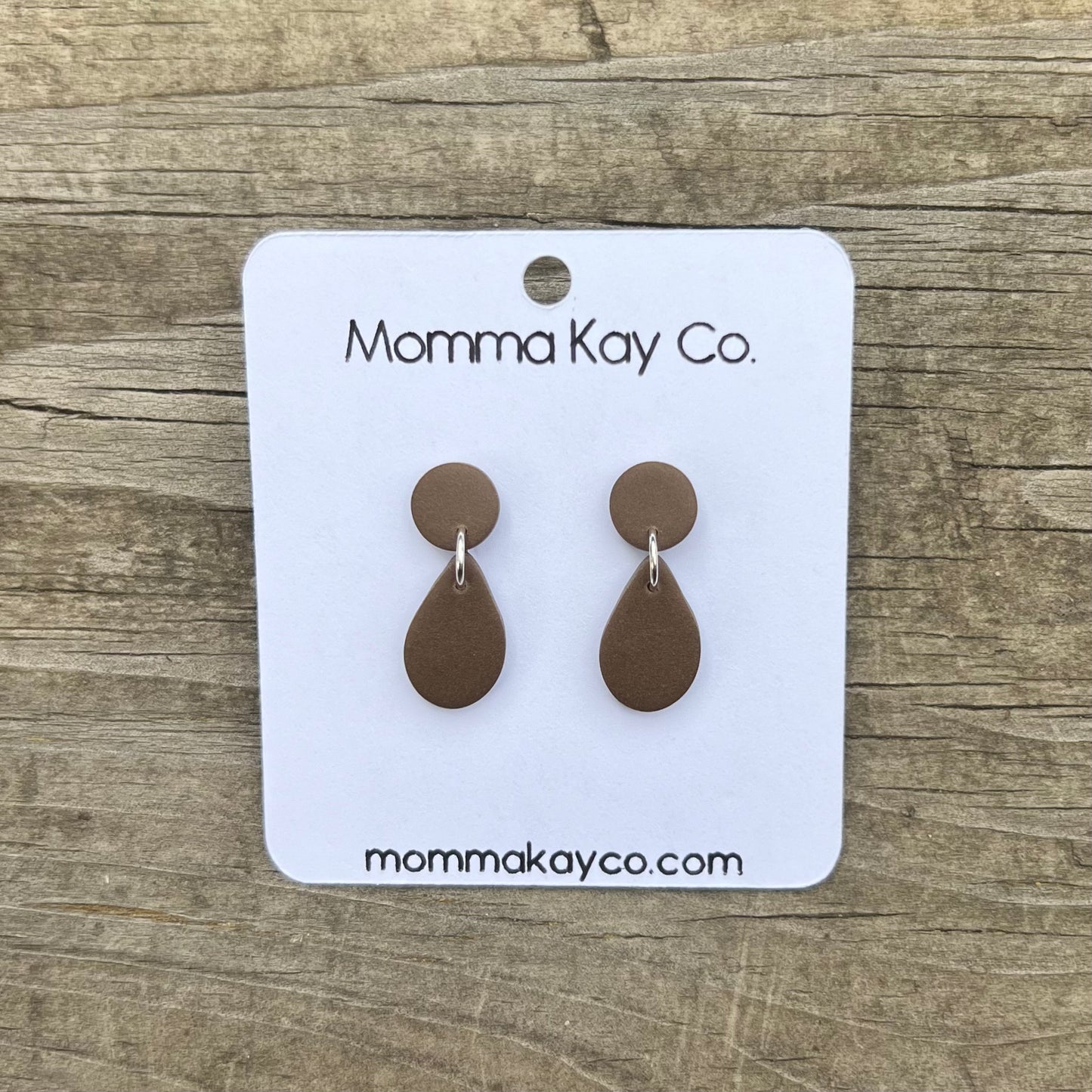 Cowboy Brown Teardrop Dangle Polymer Clay Earrings