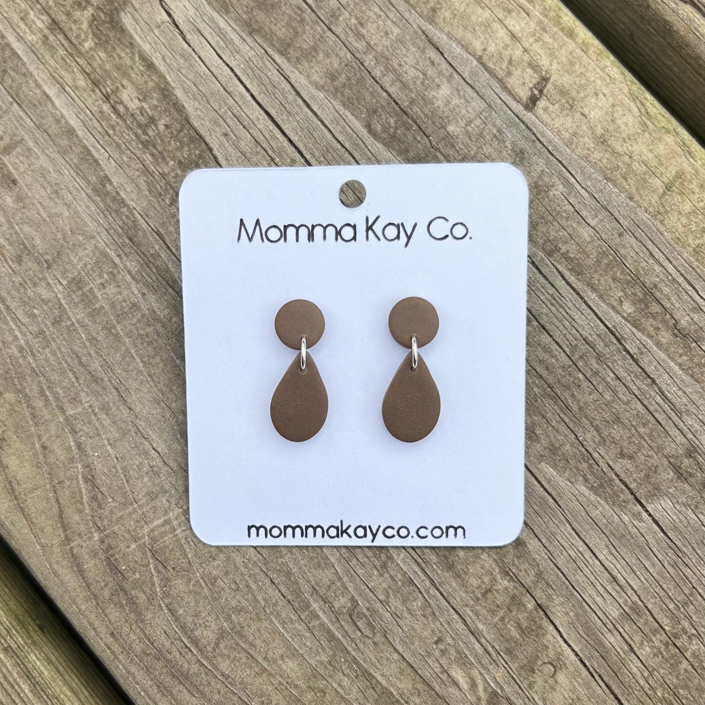 Cowboy Brown Teardrop Dangle Polymer Clay Earrings