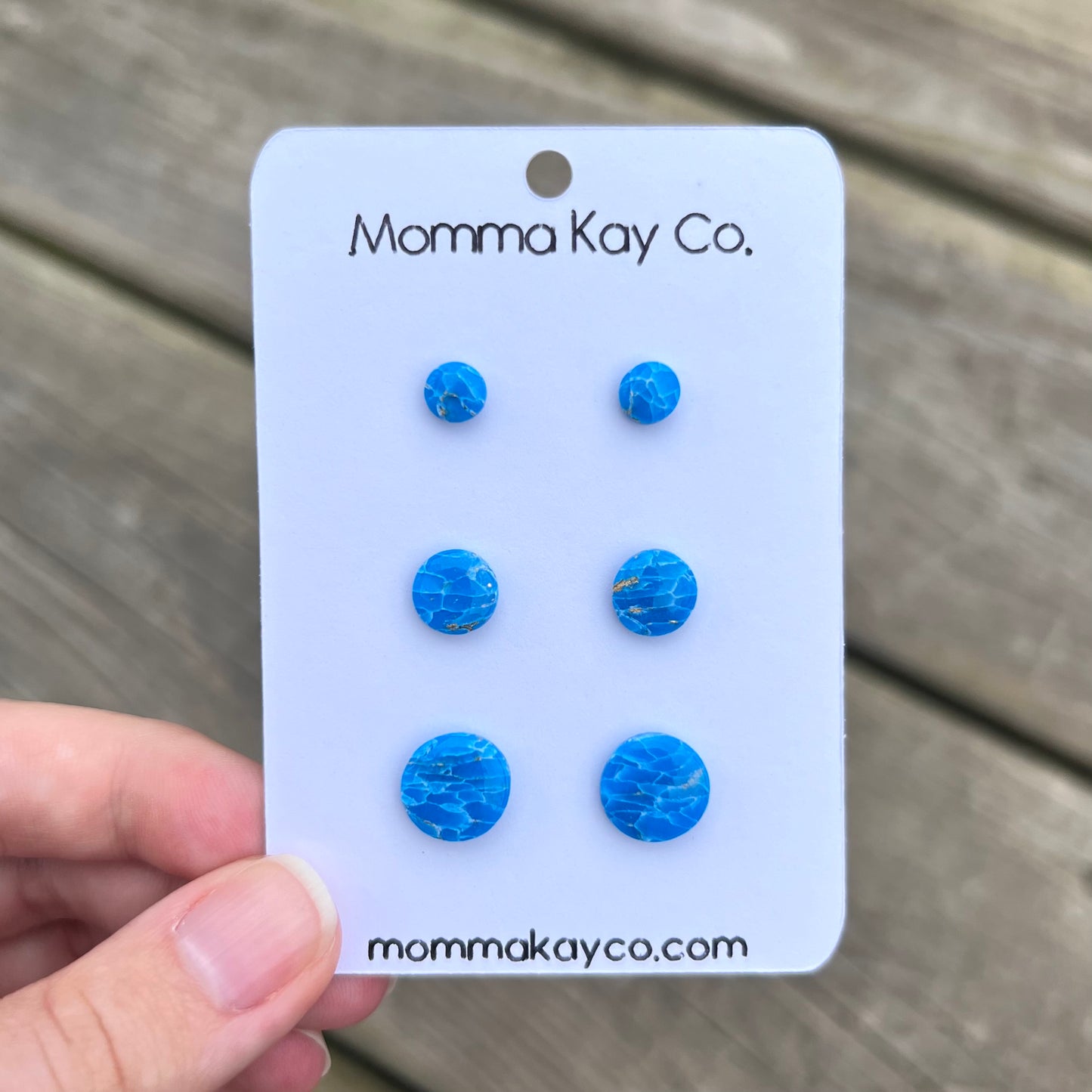 Blue Mica Marble Stud Pack Single Studs Regular Mini Micro Polymer Clay Earrings