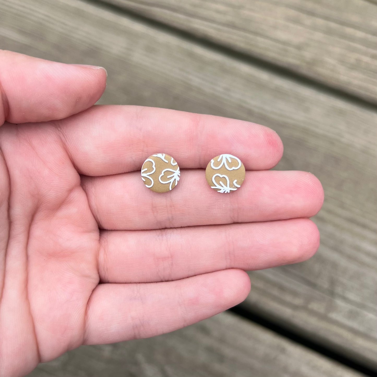 Fall Floral Neutral Studs Polymer Clay Earrings