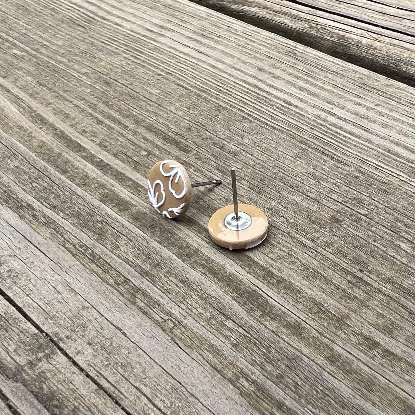 Fall Floral Neutral Studs Polymer Clay Earrings
