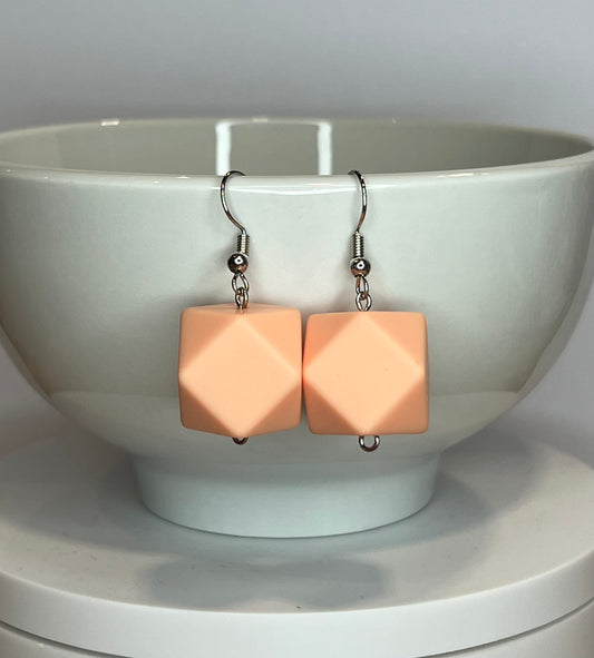 17mm Peach Silicone Beaded Earrings