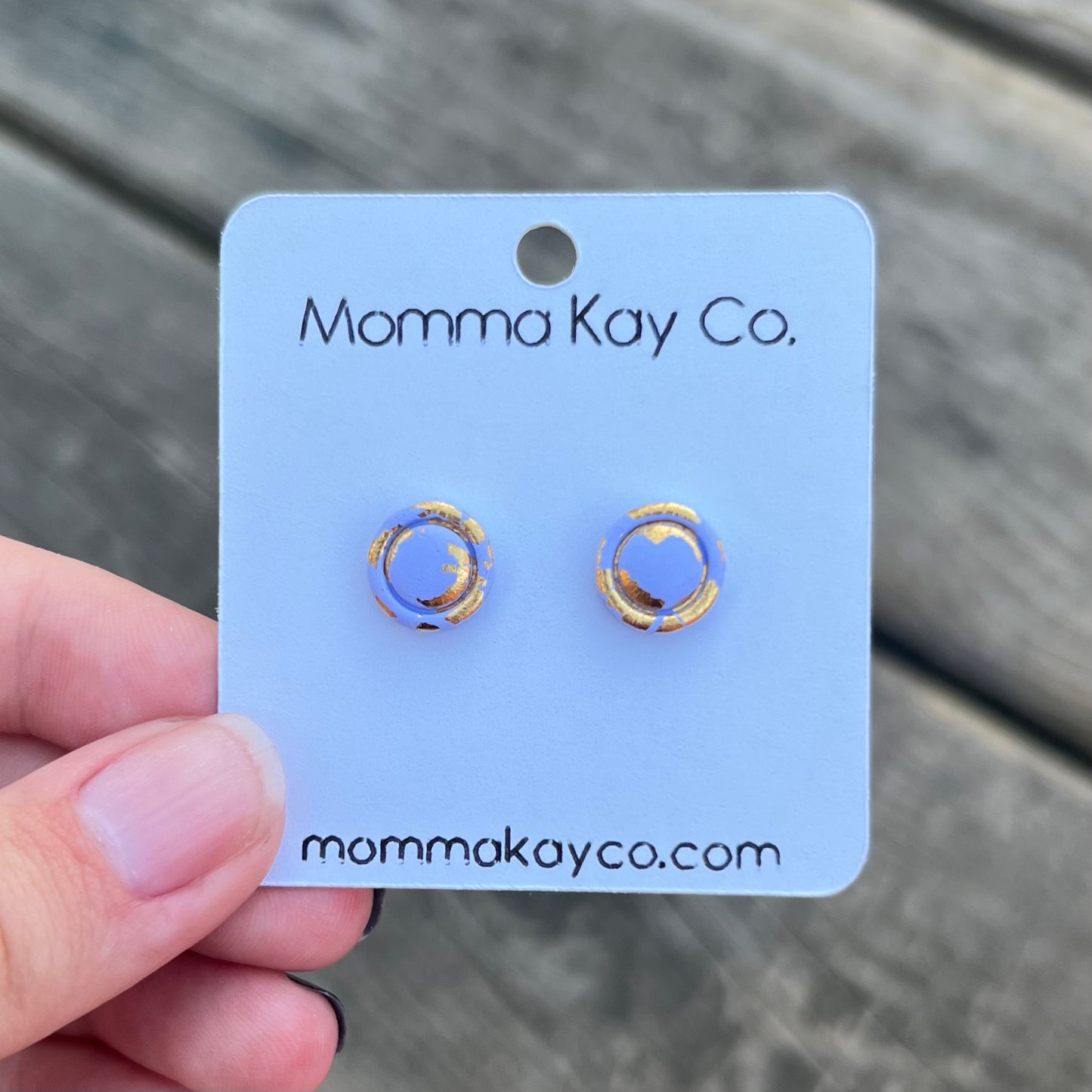 Gold Circle Border Studs Cotton Candy Cloud Collection Polymer Clay Earrings