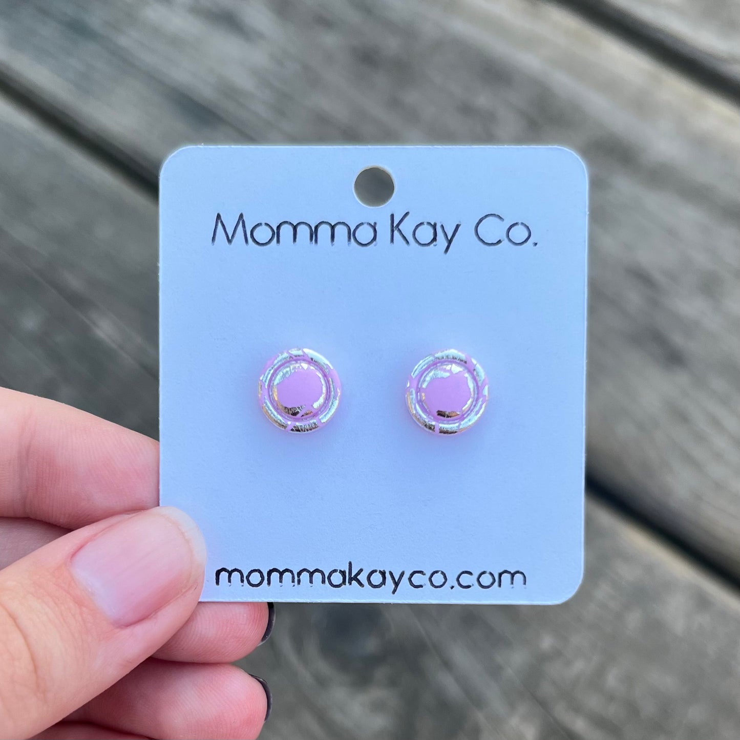 Silver Circle Border Studs Cotton Candy Cloud Collection Polymer Clay Earrings