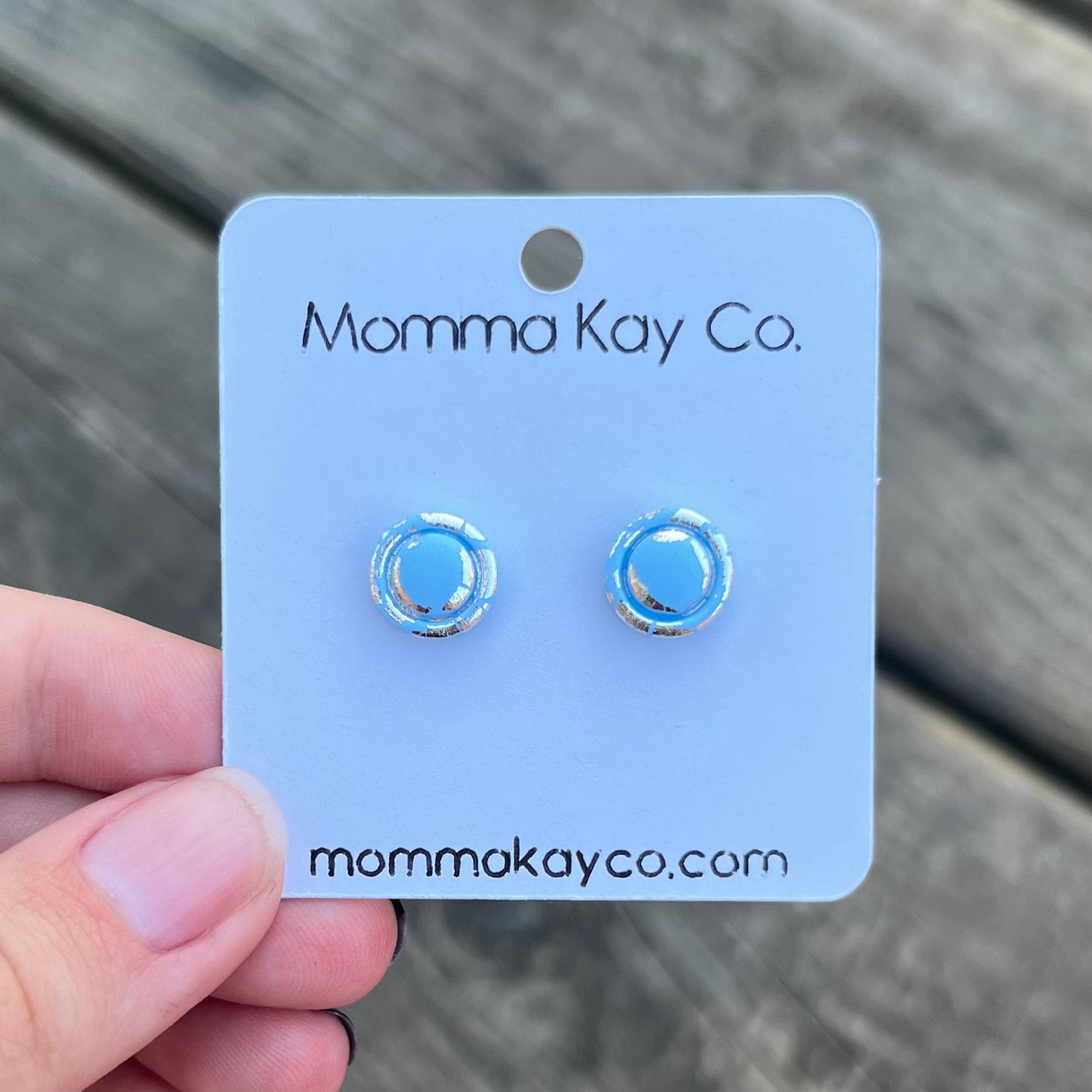 Silver Circle Border Studs Cotton Candy Cloud Collection Polymer Clay Earrings