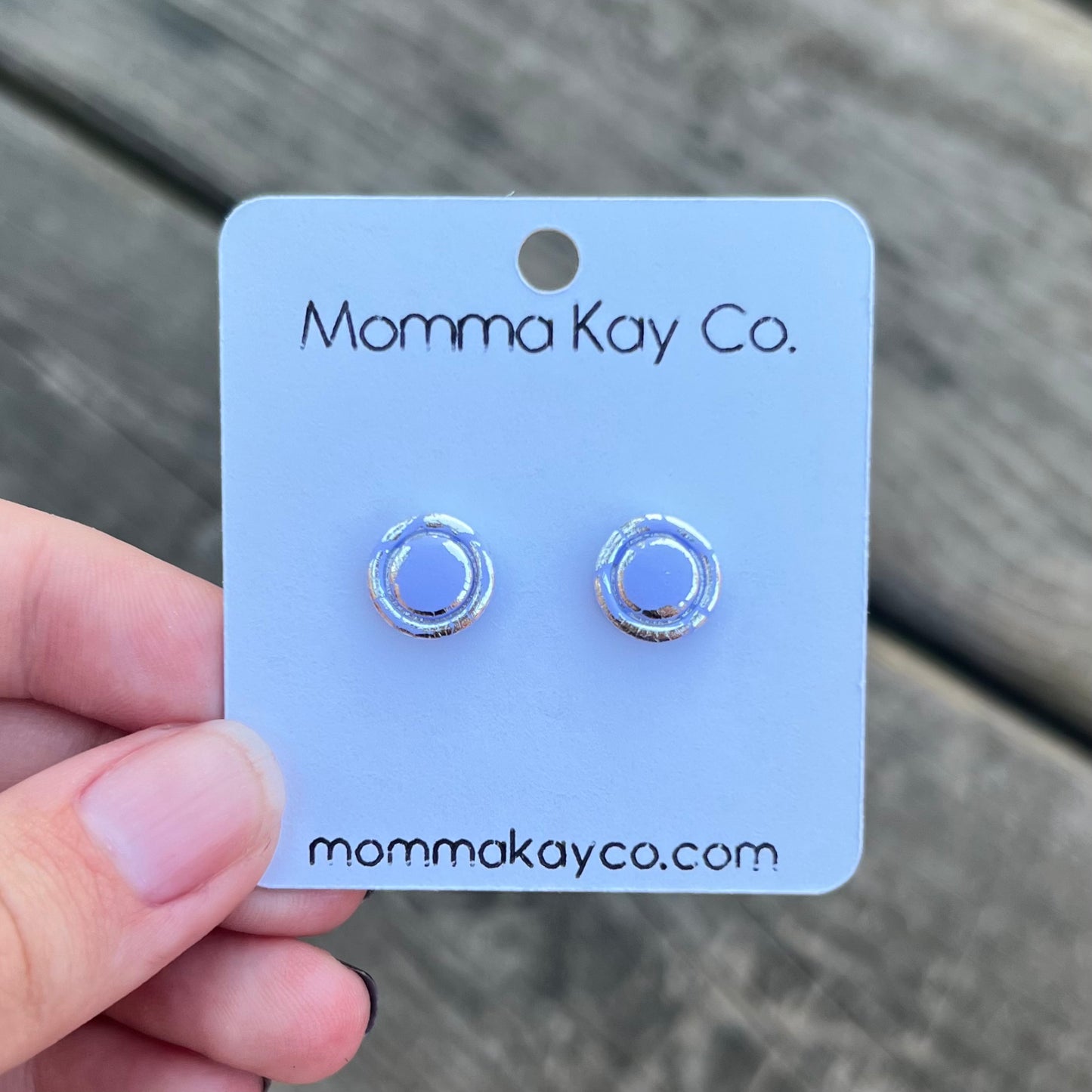 Silver Circle Border Studs Cotton Candy Cloud Collection Polymer Clay Earrings