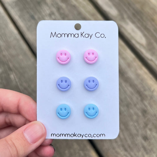 Smiley Studs Cotton Candy Cloud Collection Polymer Clay Earrings